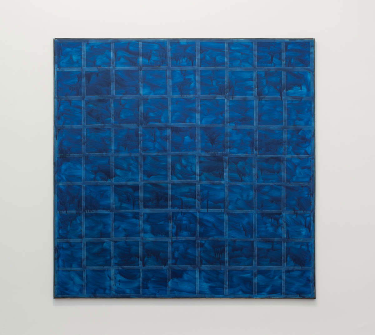 Sergio Lombardo, Azzurro 81 (1960; collage e smalto su tela, 200 &times; 200 cm). Presentato da: 1/9unosunove