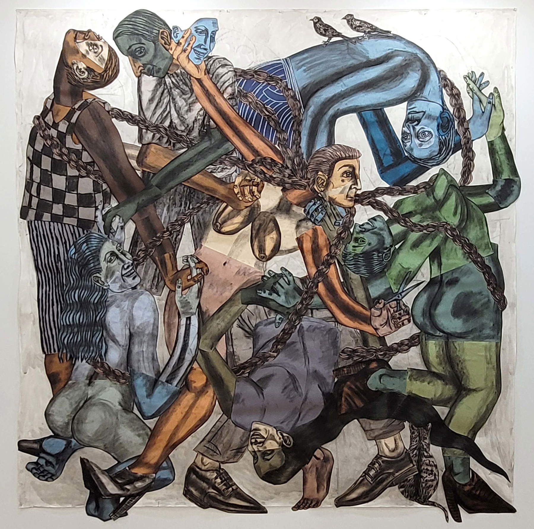 Susanna Inglada, Entrelazados (2025; carboncino, acrilico, pastello su carta colorata, 245 x 250 cm). Presentato da: Maurits van de Laar