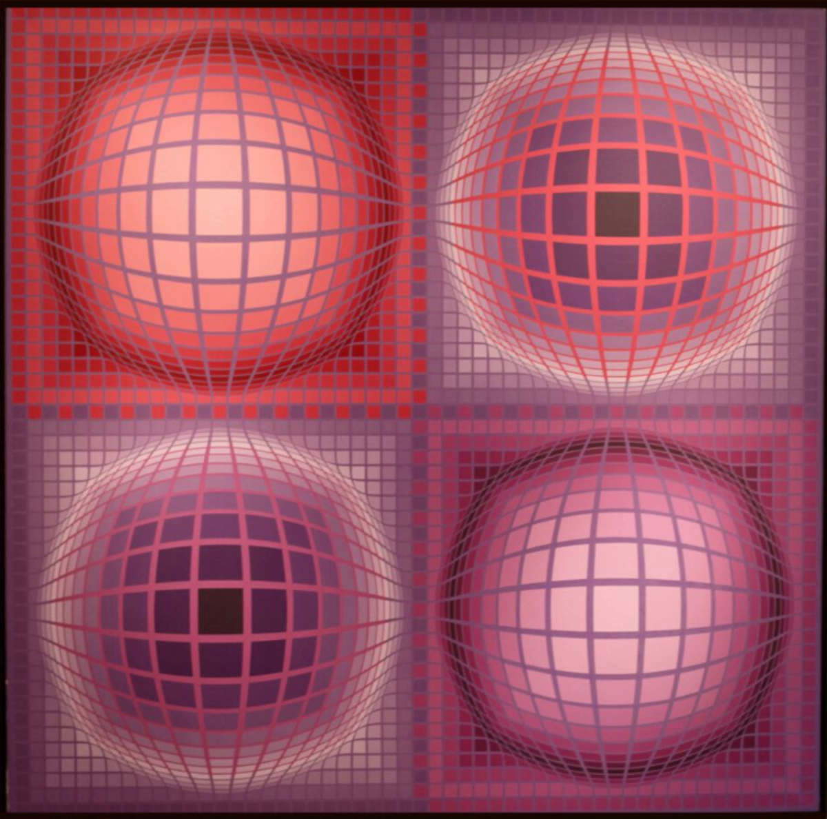 Victor Vasarely, Erro (1986; acrilico su tela, 215 x 215 cm). Presentato da: Mazzoleni
