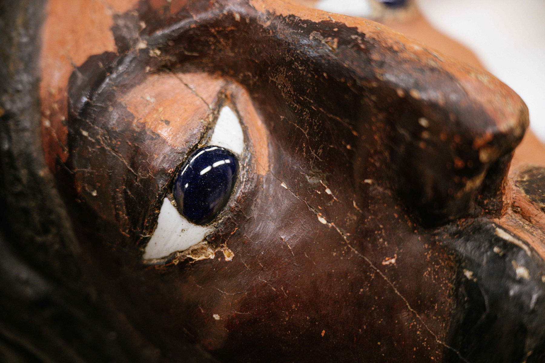 Ojo derecho del Santo Rostro durante su limpieza.  Por cortesía de la Fundación de la Catedral de San Martín de Lucca. Foto: Alcide