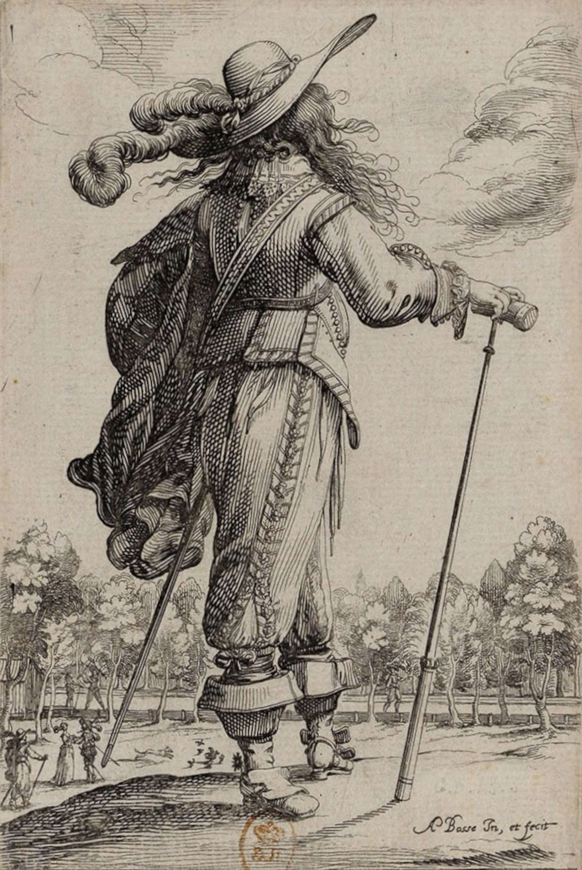 Abraham Bosse, Hombre de espaldas a un palo (1629; grabado; París, Biblioth&egrave;que nationale de France, D&eacute;partement des Estampes et Photographies) &copy; Biblioth&egrave;que nationale de France