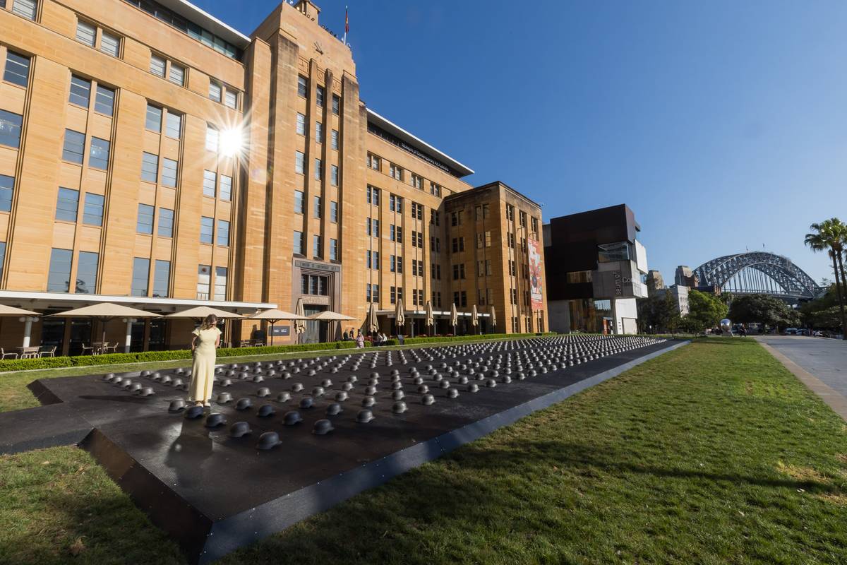 Ai Weiwei, *Mushrooms* (2026; cast iron), installation view, Museum of Contemporary Art Australia, Sydney, 2026. Commissioned by the Museum of Contemporary Art Australia for the 2026 Neil Balnaves Tallawoladah Lawn Commission. Photo: Anna Kučera, courtesy of Ai Weiwei Studio, MCA Australia, Galleria Continua, and Lisson Gallery &copy; Ai Weiwei Studio