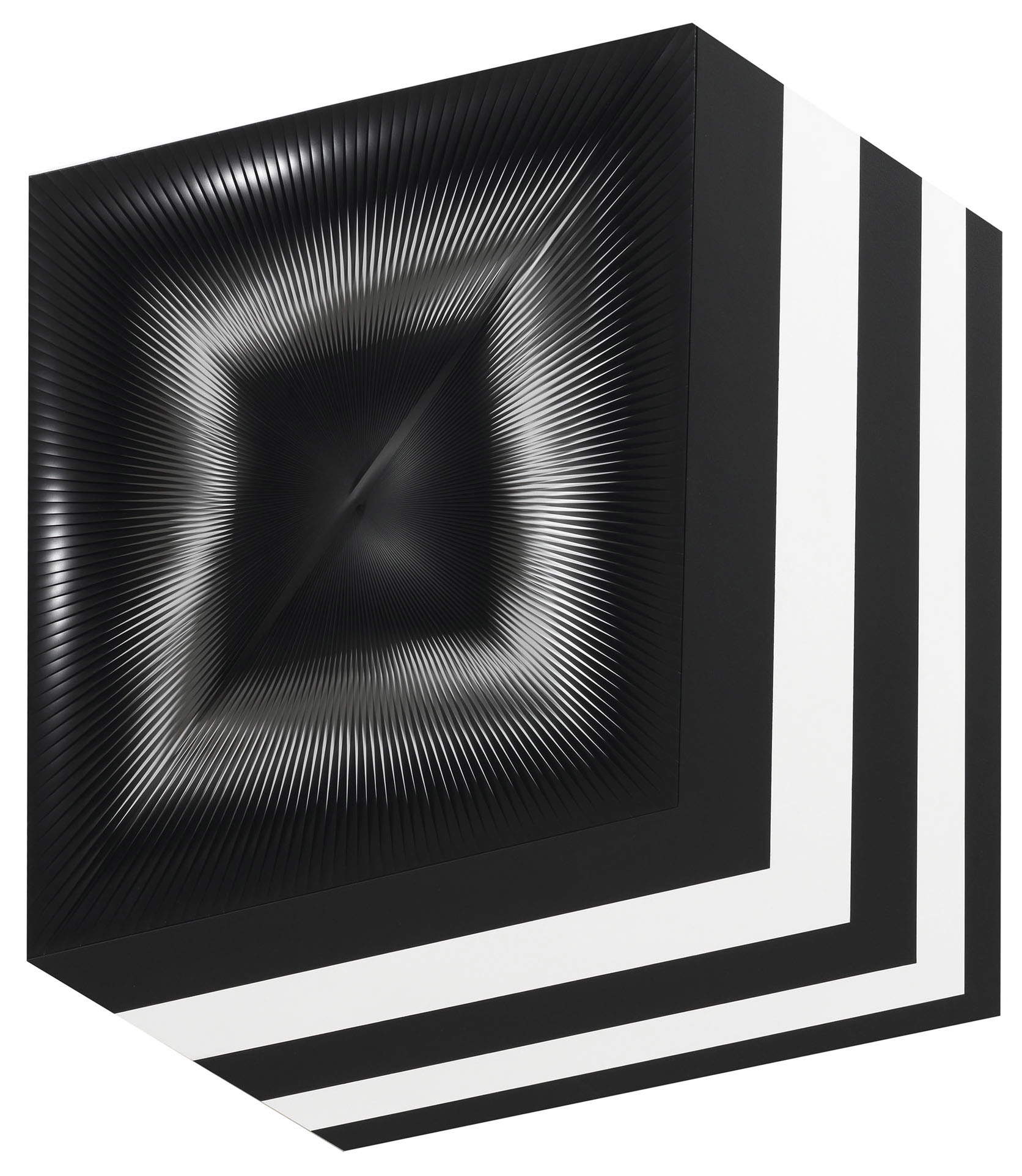 Alberto Biasi, „Ombra-dinamica“ (2009; Lamellen aus PVC und Acryl auf Holz, 115 x 100 cm). Mit freundlicher Genehmigung von Tornabuoni Arte