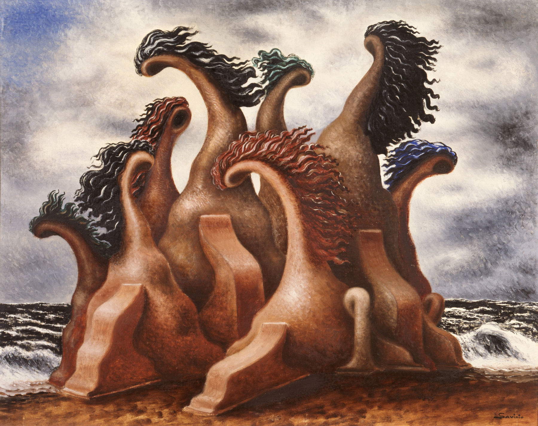 Alberto Savinio, *Bataille de Centaures* (1930; oil on canvas, 81 x 100 cm; private collection) Courtesy of Galleria dello Scudo, Verona