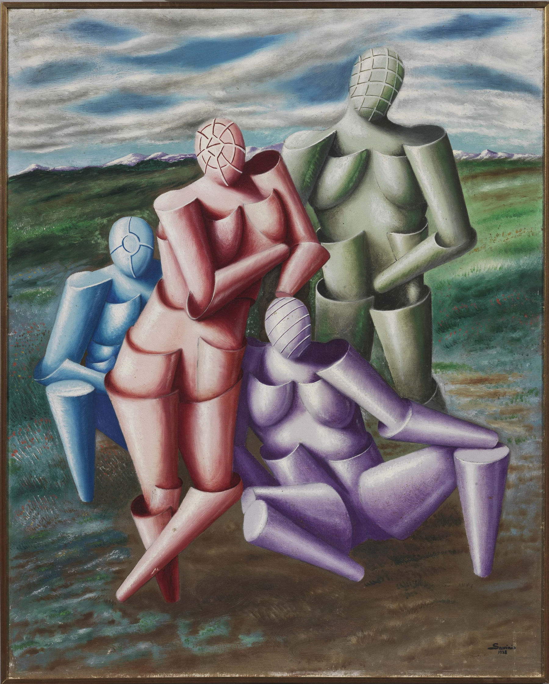 Alberto Savinio, *Le tendre quatuor (Hommage &agrave; Rapha&euml;l)* (1928; oil on canvas, 92 x 73 cm; private collection) Photo: Courtesy of Farsettiarte, Prato