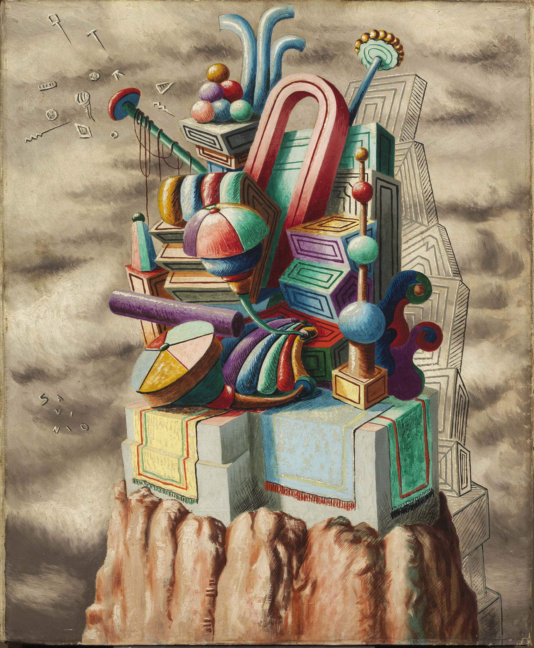 Alberto Savinio, Monument to Toys (1930; oil on canvas, 80 x 65 cm; private collection) Photo: Bruno Bani