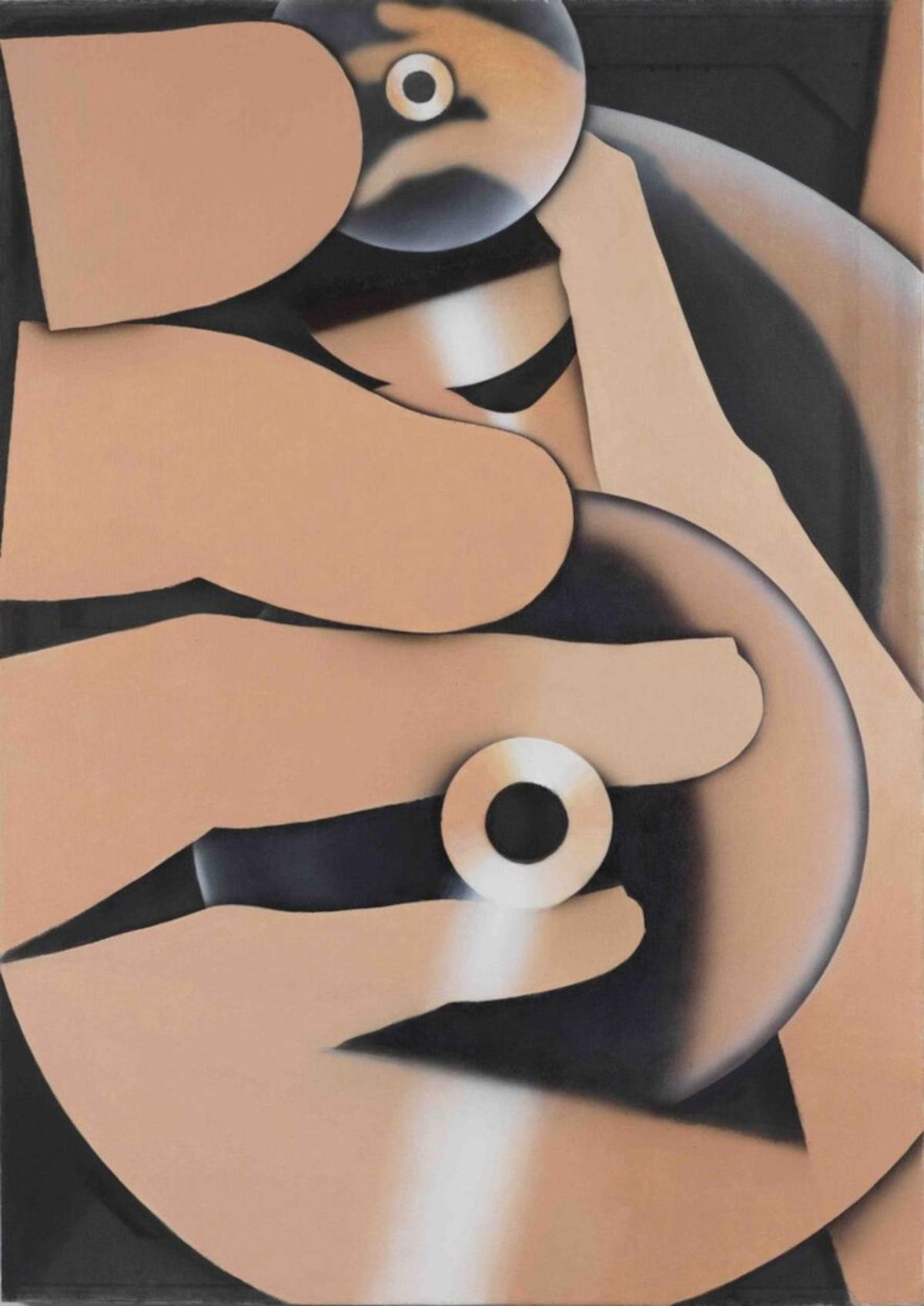 Alexi Worth, Tipping (2020; mixed media on mesh, 172.7 x 121.9 cm). Courtesy of the artist and DC Moore Gallery, New York