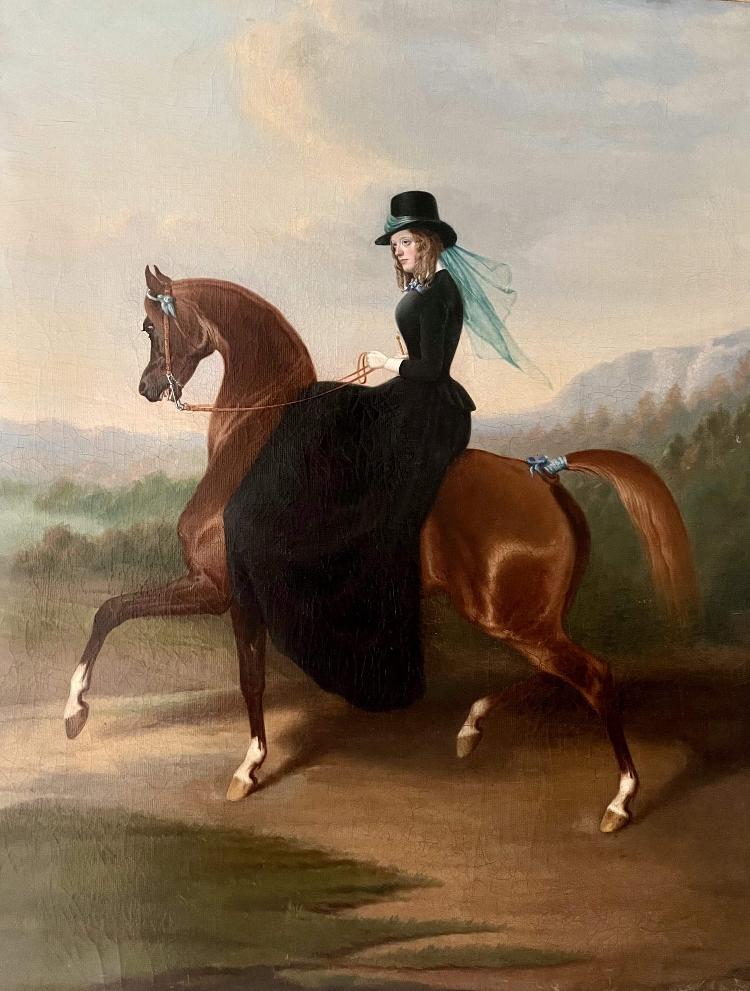 Alfred De Dreux, „Reiterin mit arabischem Vollblut“ (19. Jahrhundert; Öl auf Leinwand, 81 x 64 cm)