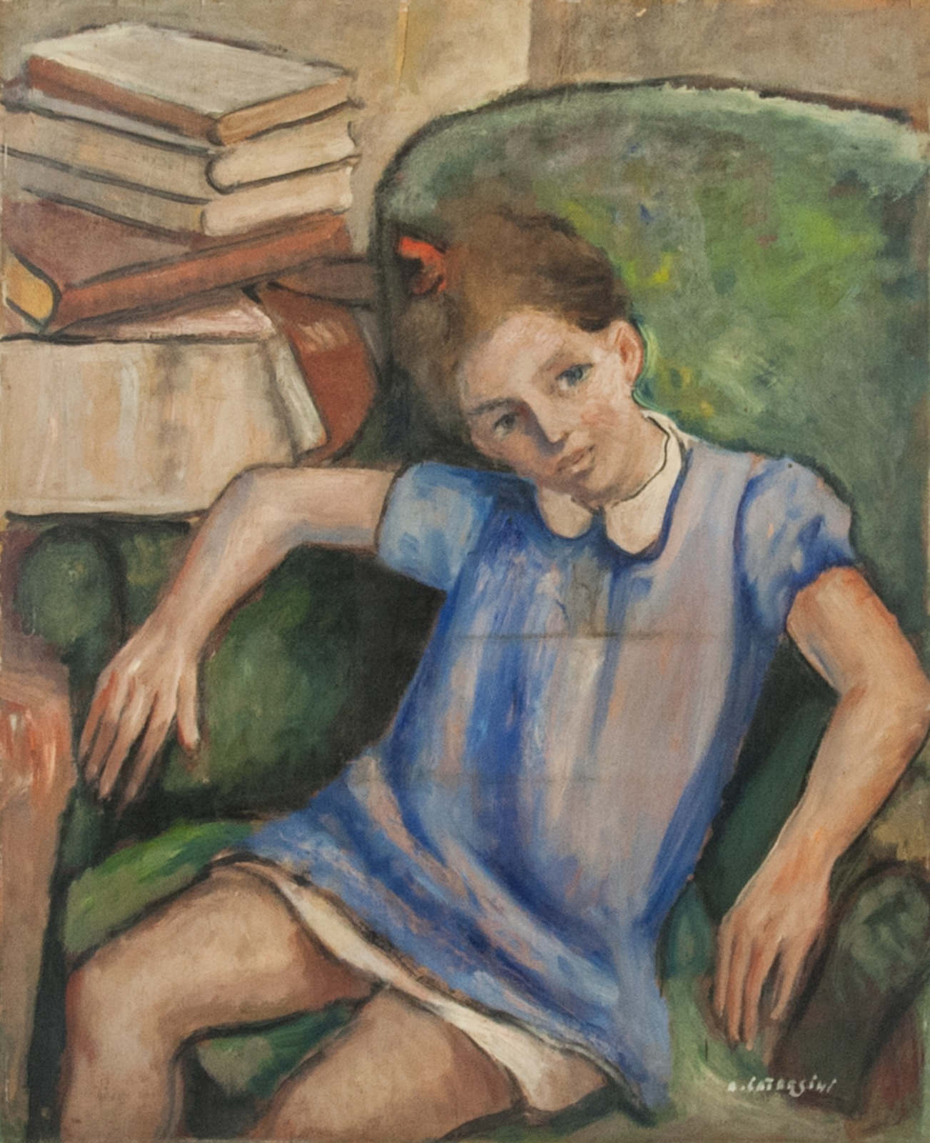 Alfredo Catarsini, Girl in the Studio (circa 1945–1949; oil on plywood, 75 x 60 cm)
