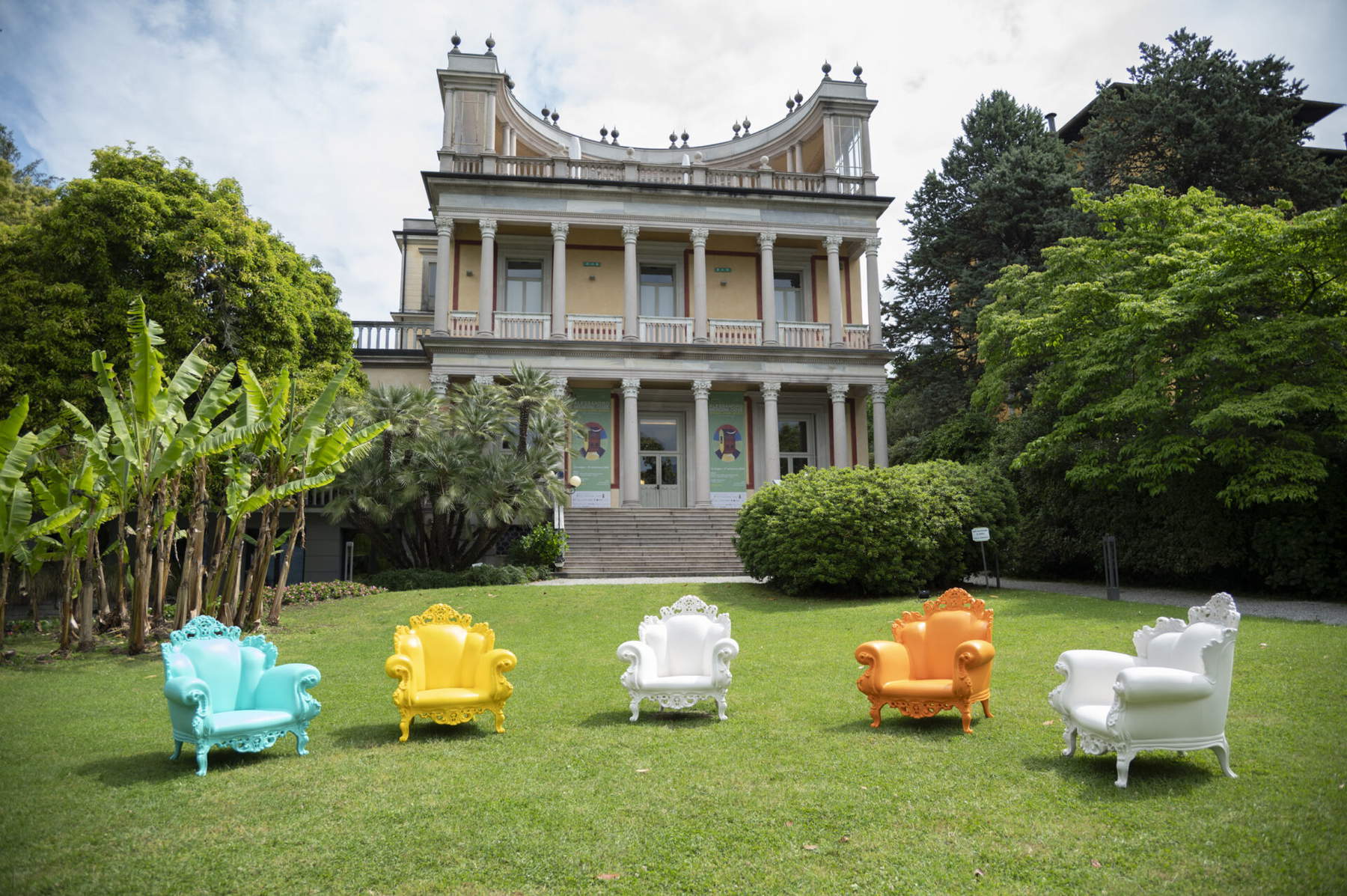 Setting up the exhibition Alessandro Mendini. THINGS. Rooms as Worlds (2026; Verbania, Villa Giulia)
