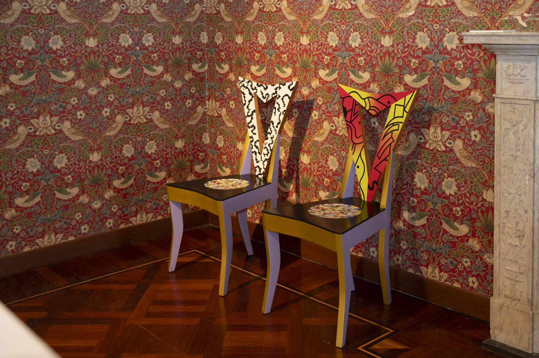 Setting up the exhibition Alessandro Mendini. THINGS. Rooms as Worlds (2026; Verbania, Villa Giulia)