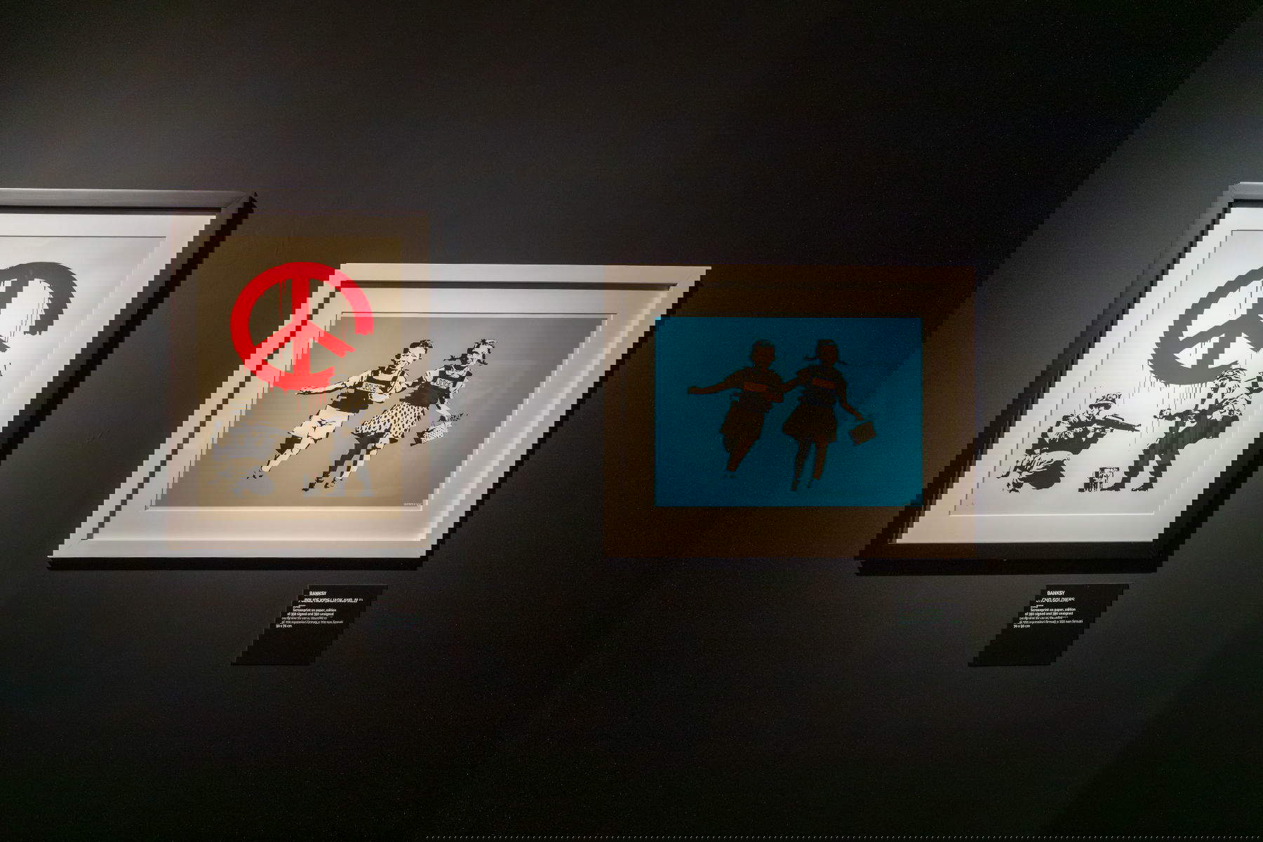 Installation view of the Banksy Archive 01 - The School of Bristol (1983-2005) exhibition at Palazzo Fava. Palazzo delle Esposizioni, Bologna. Photo: Elettra Bastoni