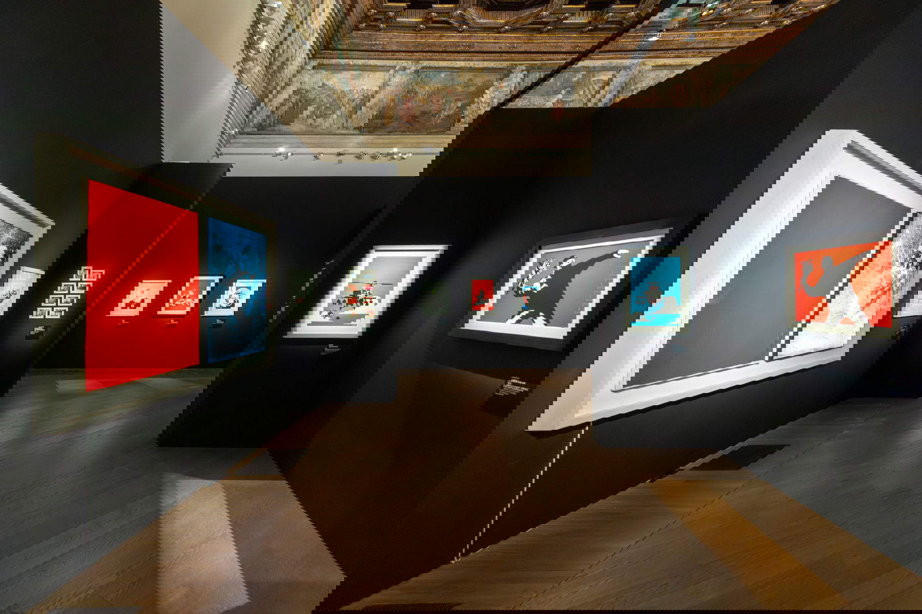 Installation view of the Banksy Archive 01 - The School of Bristol (1983-2005) exhibition at Palazzo Fava. Palazzo delle Esposizioni, Bologna. Photo: Elettra Bastoni