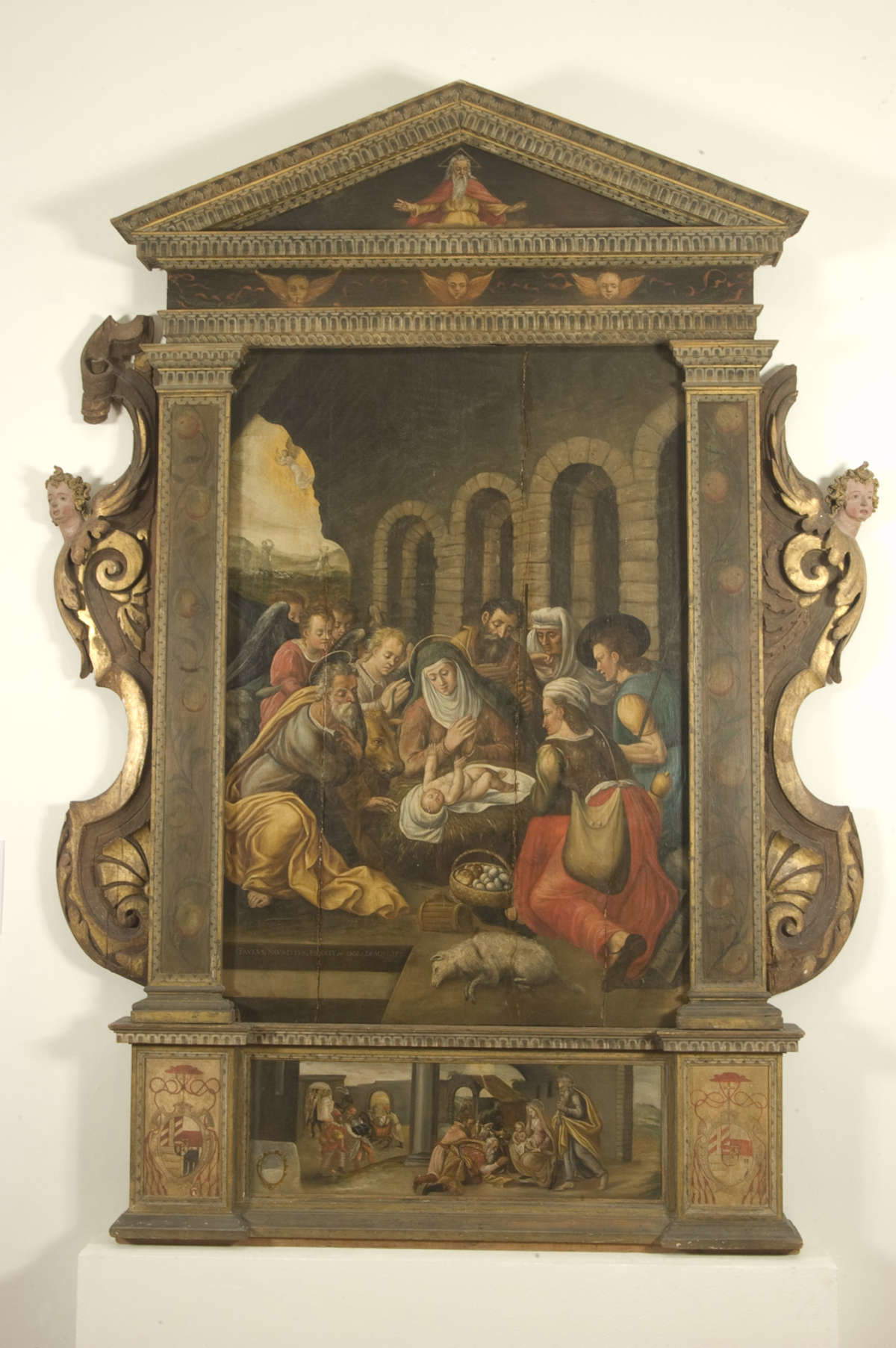 Ancona der Anbetung der Hirten von Paolo Naurizio vor der Restaurierung