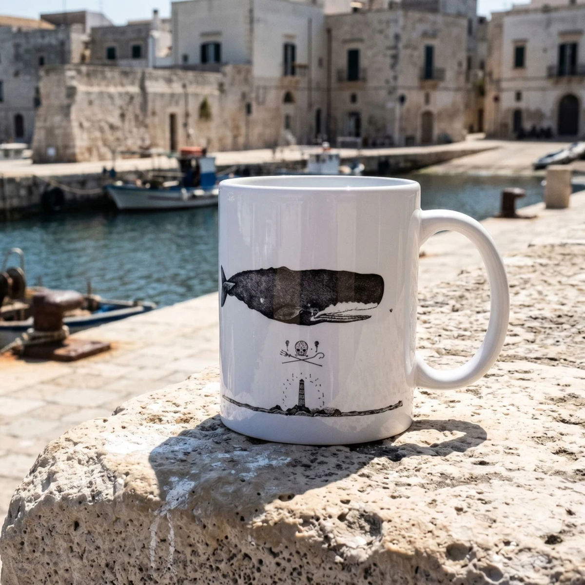 Die Tasse mit Andrea Collesanos Druck. Foto: Sea Shepherd