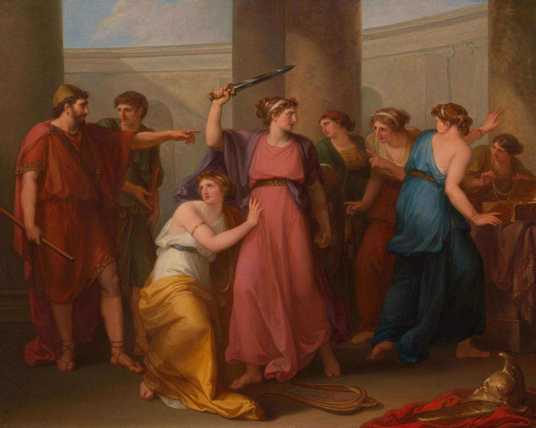 Angelica Kauffmann, Achilles, der unter den Töchtern des Lykomedes entdeckt wird (1787&ndash;1788; Öl auf Leinwand, 103,2 x 130,8 cm; London, National Gallery)