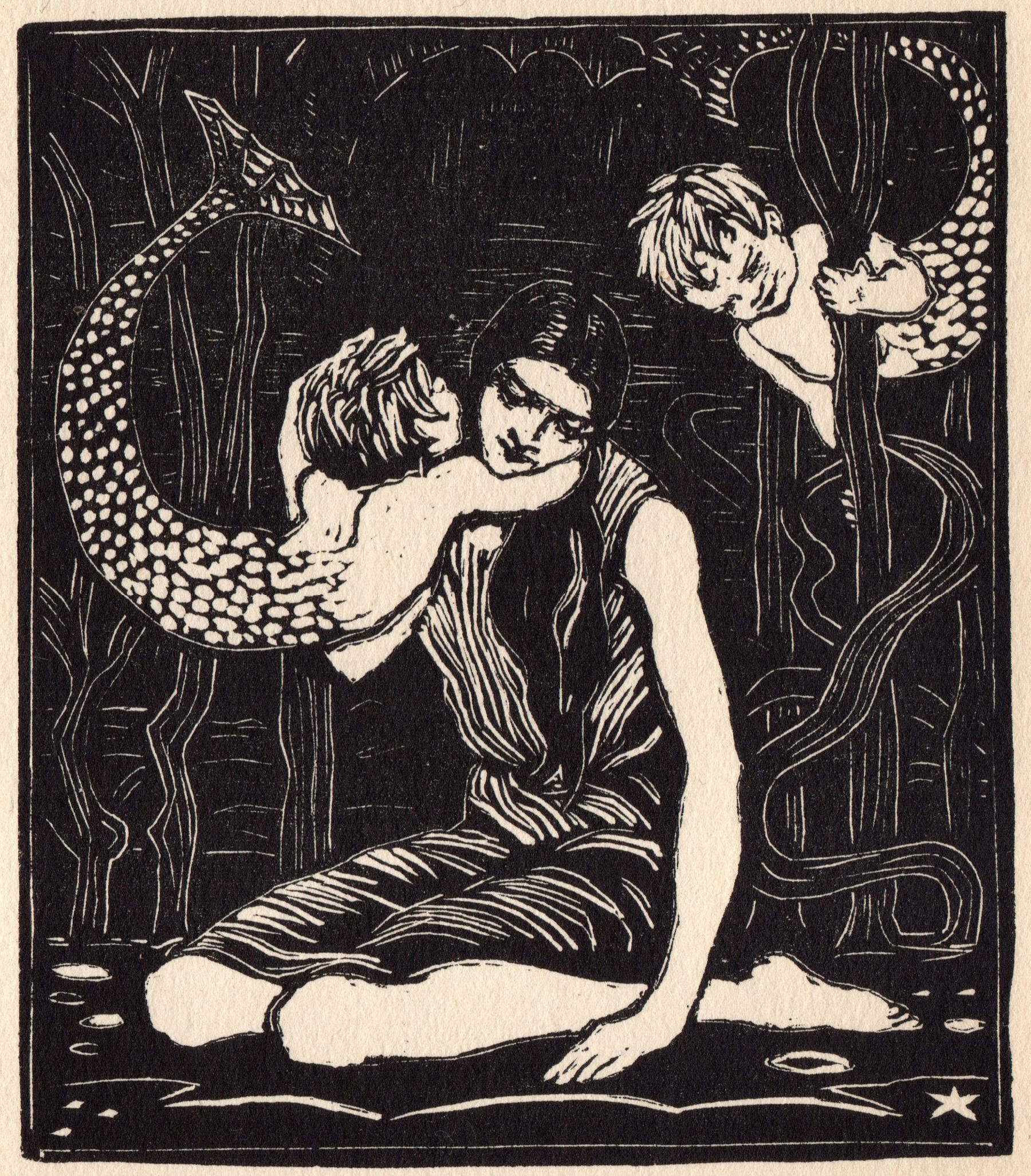 Annabel Kidston, woodcut frontispiece by Matthew Arnold, *The Forsaken Merman and The Scholar Gipsy*, London, The Bodley Head (1927; Milan, private collection)