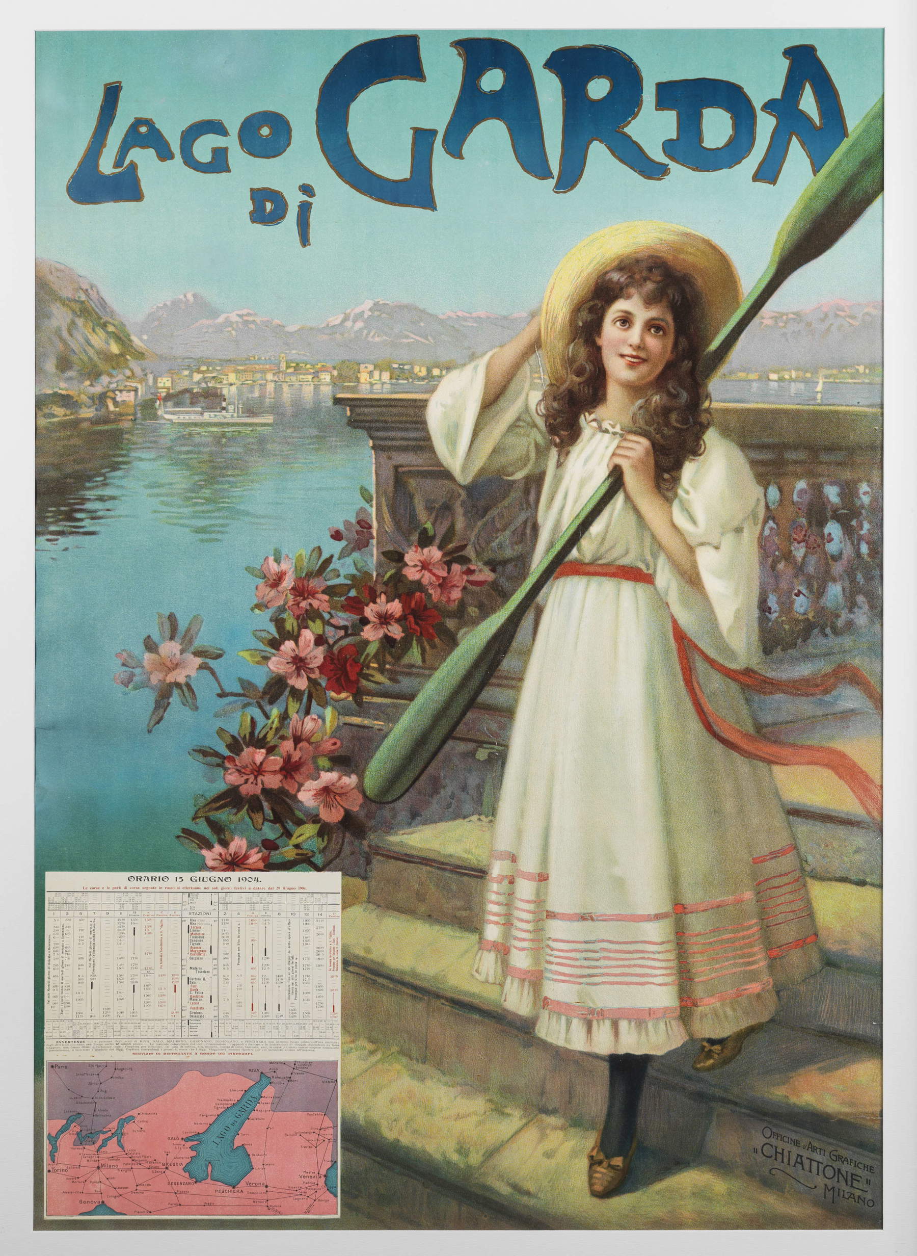 Anónimo, Lago de Garda (Officine d&rsquo;Arti Grafiche Chiattone, Milán, 1904; cromolitografía sobre papel, 95 x 67 cm; Asociación Manifestazioni Rivane APS)