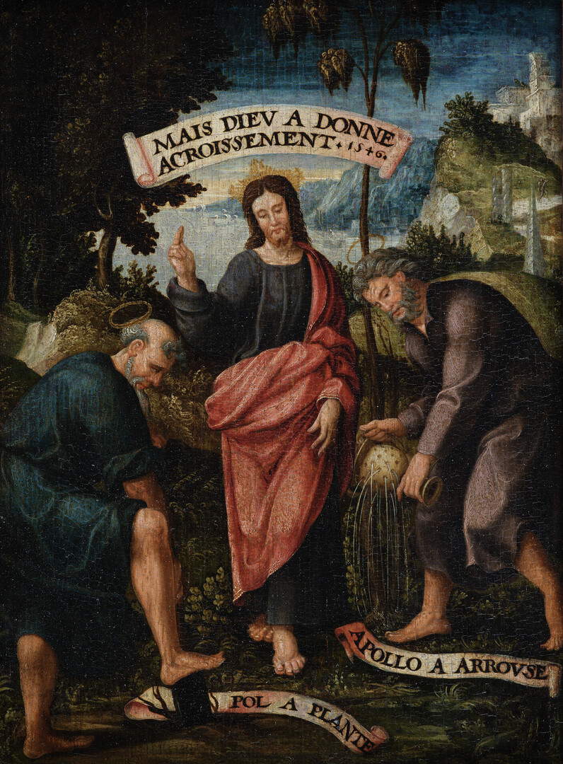 Artiste inconnu, Le Christ entre saint Paul et Apollon d'Alexandrie (1546 ; Orl&eacute;ans, Mus&eacute;e des Beaux-Arts)