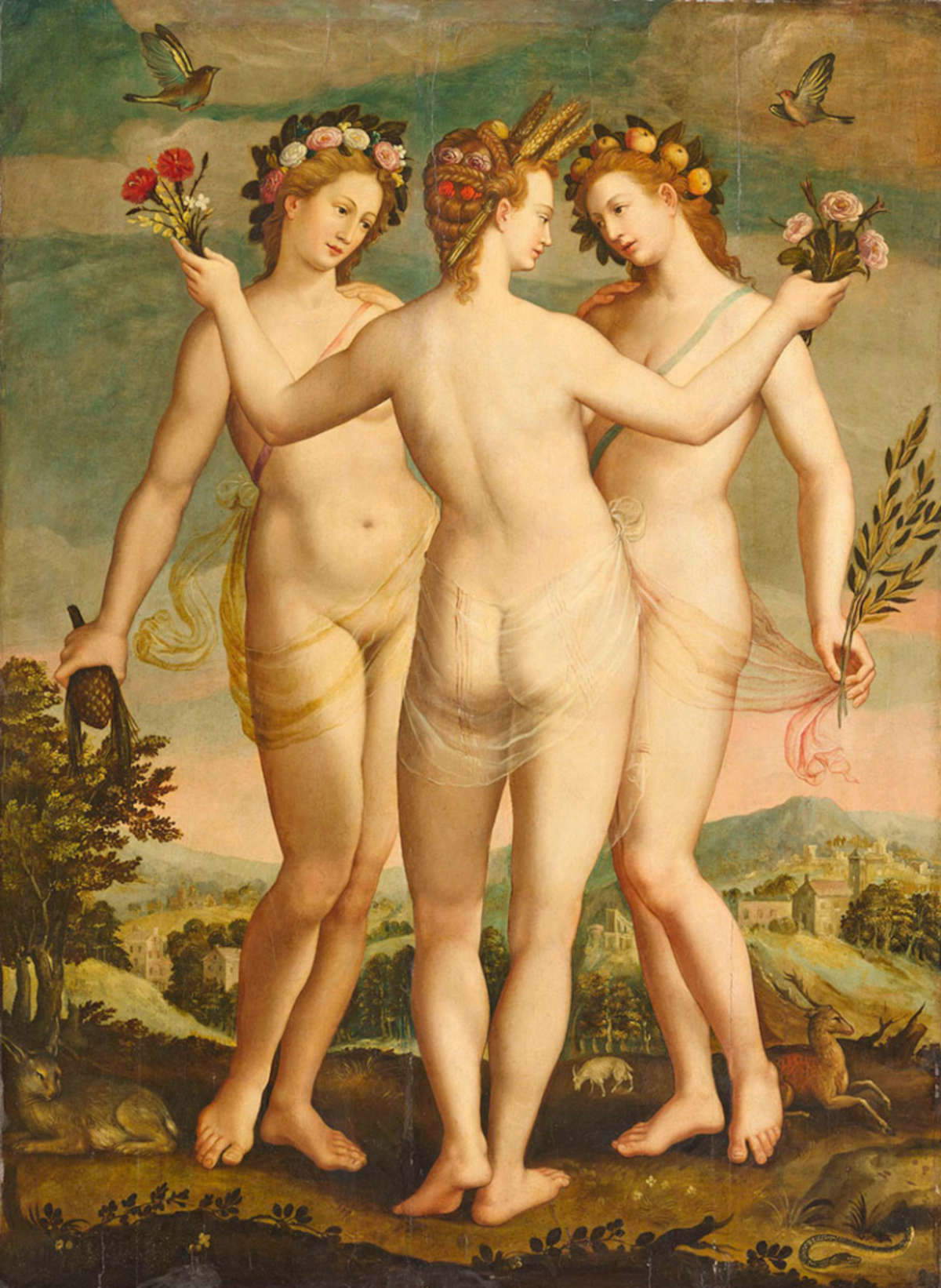 Artista desconocido, Las Tres Gracias (siglo XVI; óleo sobre tabla; París, Louvre) &copy;GrandPalaisRmn / Michel Urtado