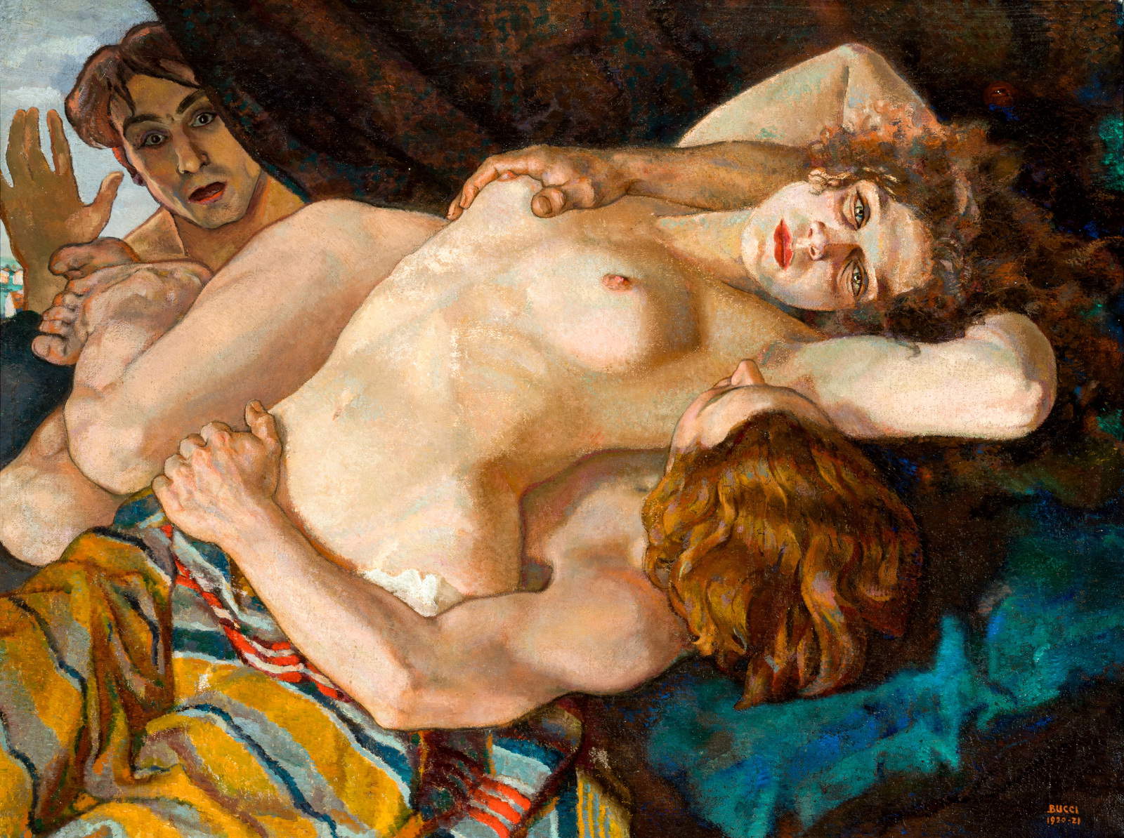 Anselmo Bucci, The Surprised Lovers (1920-1921; Fossombrone, House Museum Quadreria Cesarini