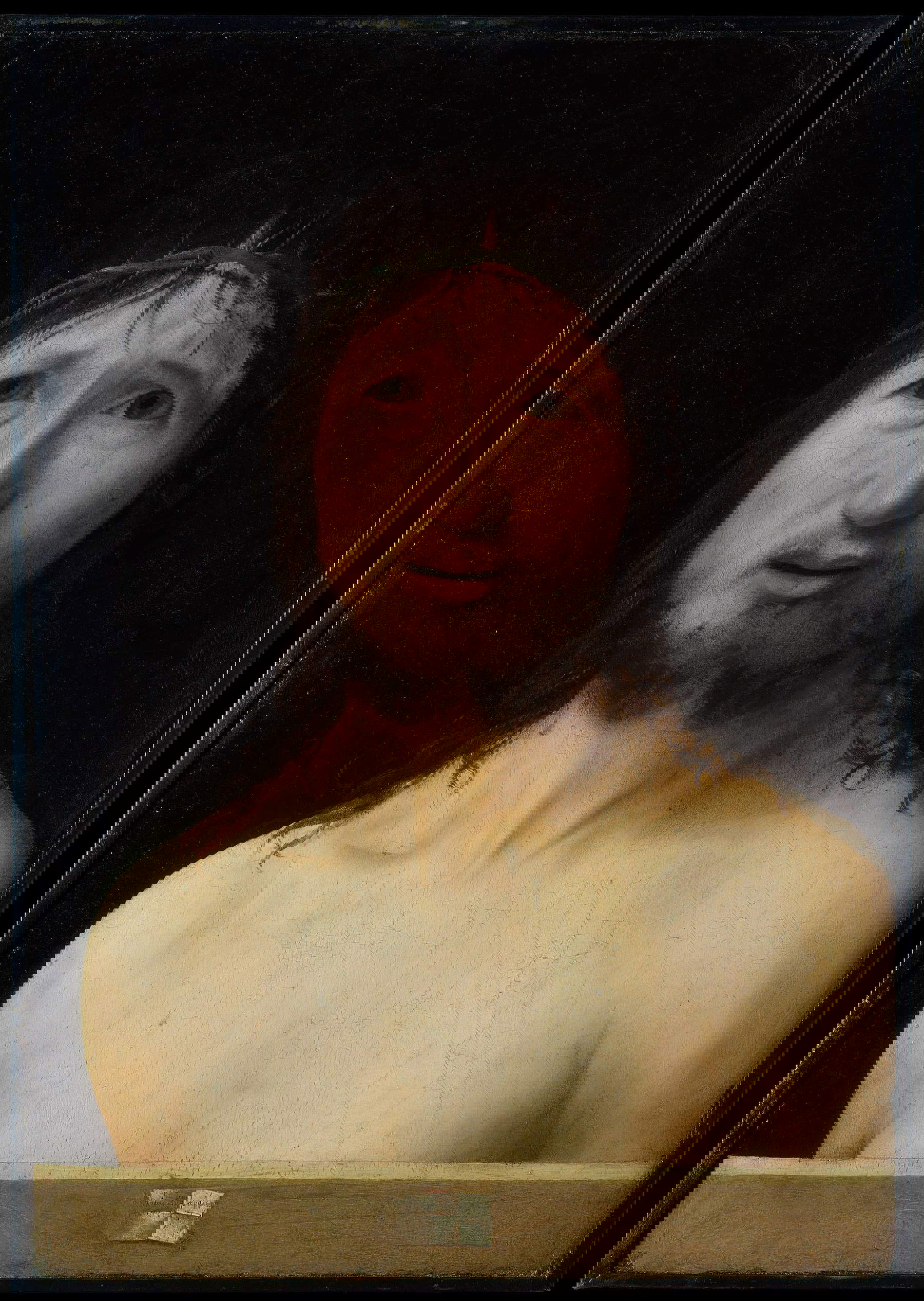 Antonello da Messina, Ecce Homo (c. 1470; oil and tempera on panel, 42.5 x 30.5 cm; New York, Metropolitan Museum)