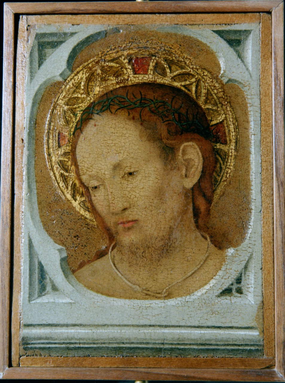 Antonello da Messina, Tabloje de doble cara, reverso, Cristo en la Piedad (1465-1470; témpera sobre madera, 16 x 11,9 cm; Messina, Museo Regional Accascina)