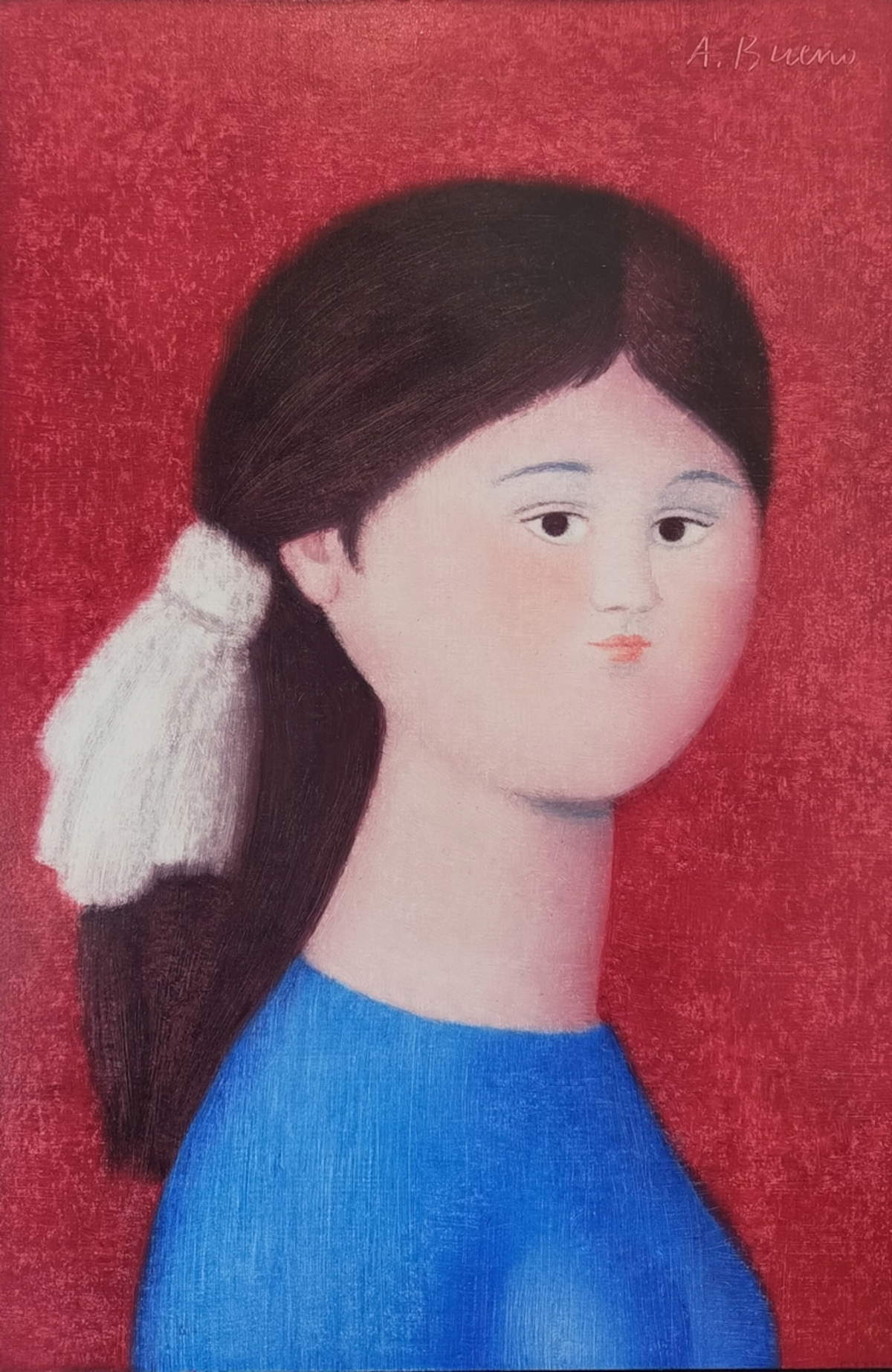 Antonio Bueno, Jeune fille (1978 ; huile sur faésite, 30 x 20 cm)