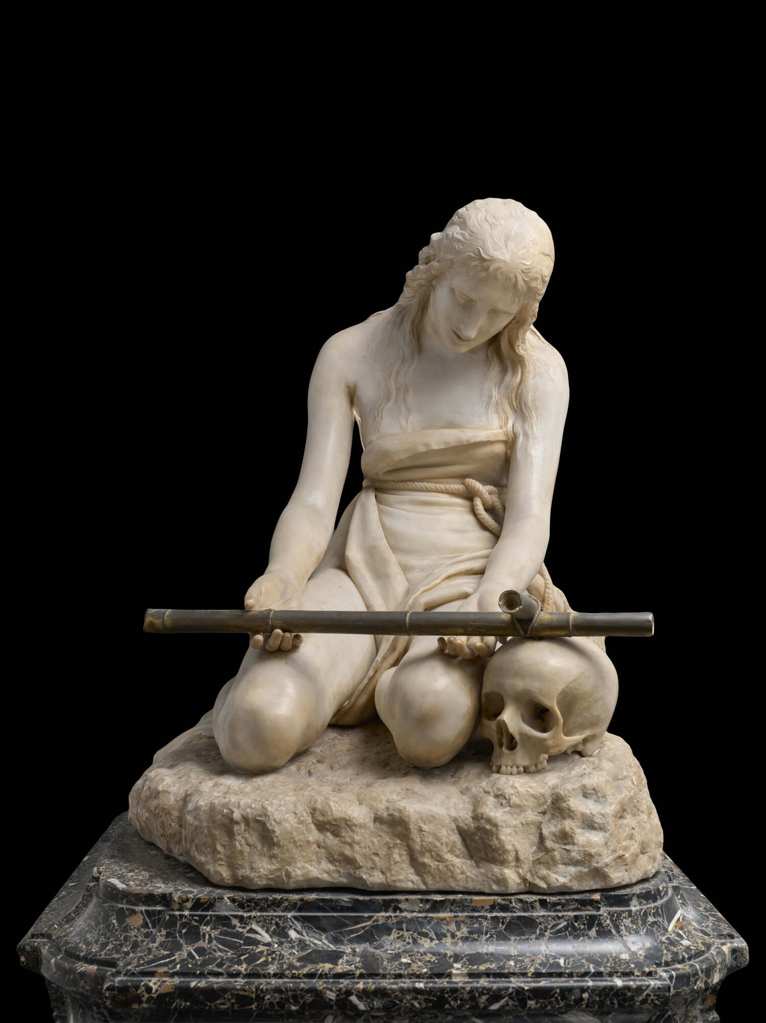 Antonio Canova, The Penitent Magdalene (1793–1796; marble and gilded bronze, 95 x 70 x 77 cm; Genoa, Musei di Strada Nuova, Palazzo Bianco, galleries in Palazzo Tursi)