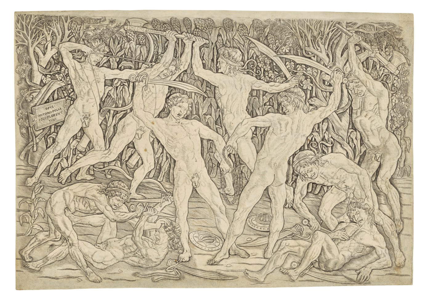 Antonio Pollaiuolo, Battaglia dei Nudi (1470-75 circa, incisione, foglio 425 x 605 mm)