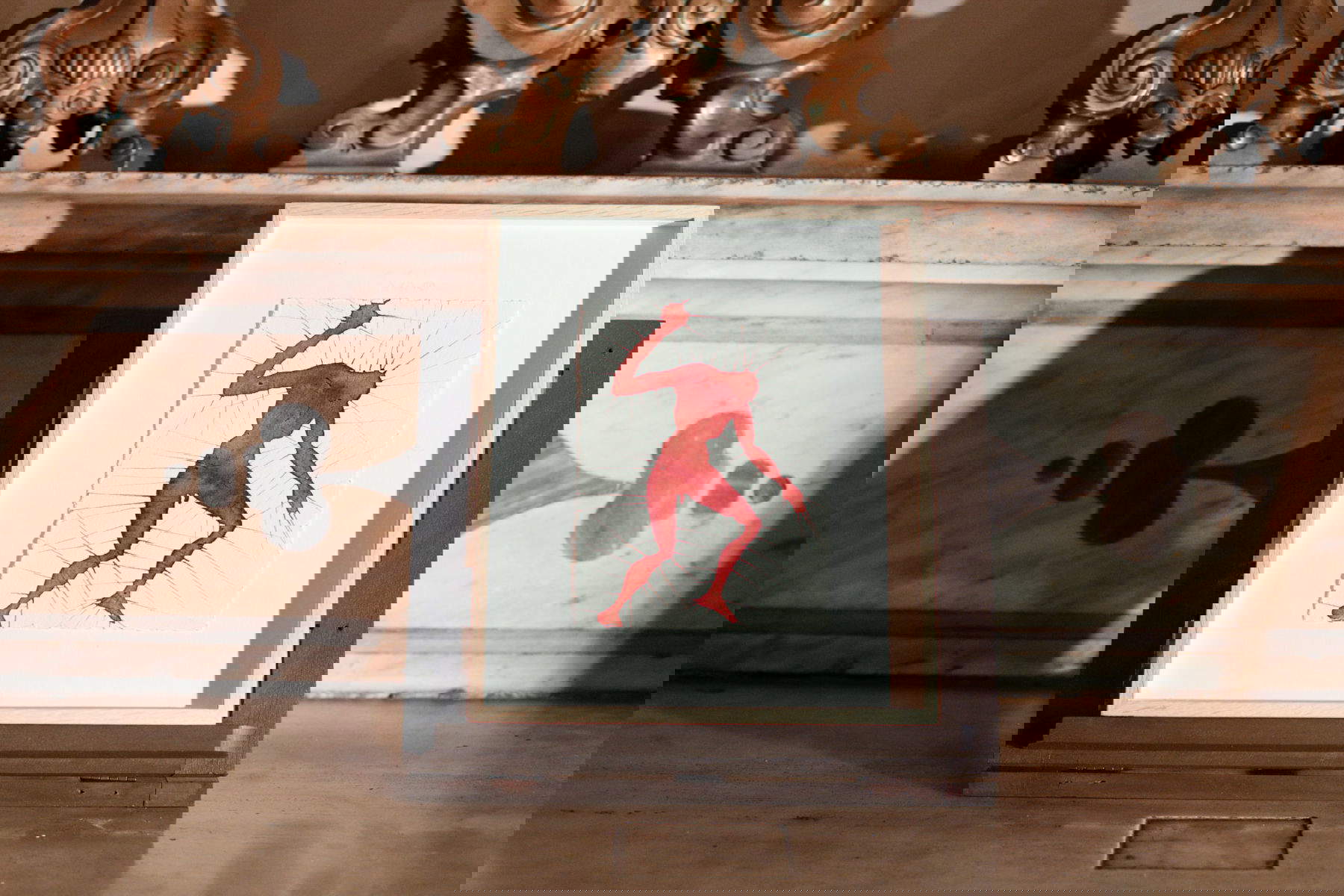 - Antony Gormley, 16th blood field IV (2021, blood on paper, 19 x 14 cm (unframed)) Photo: Emanuele Arf&egrave;