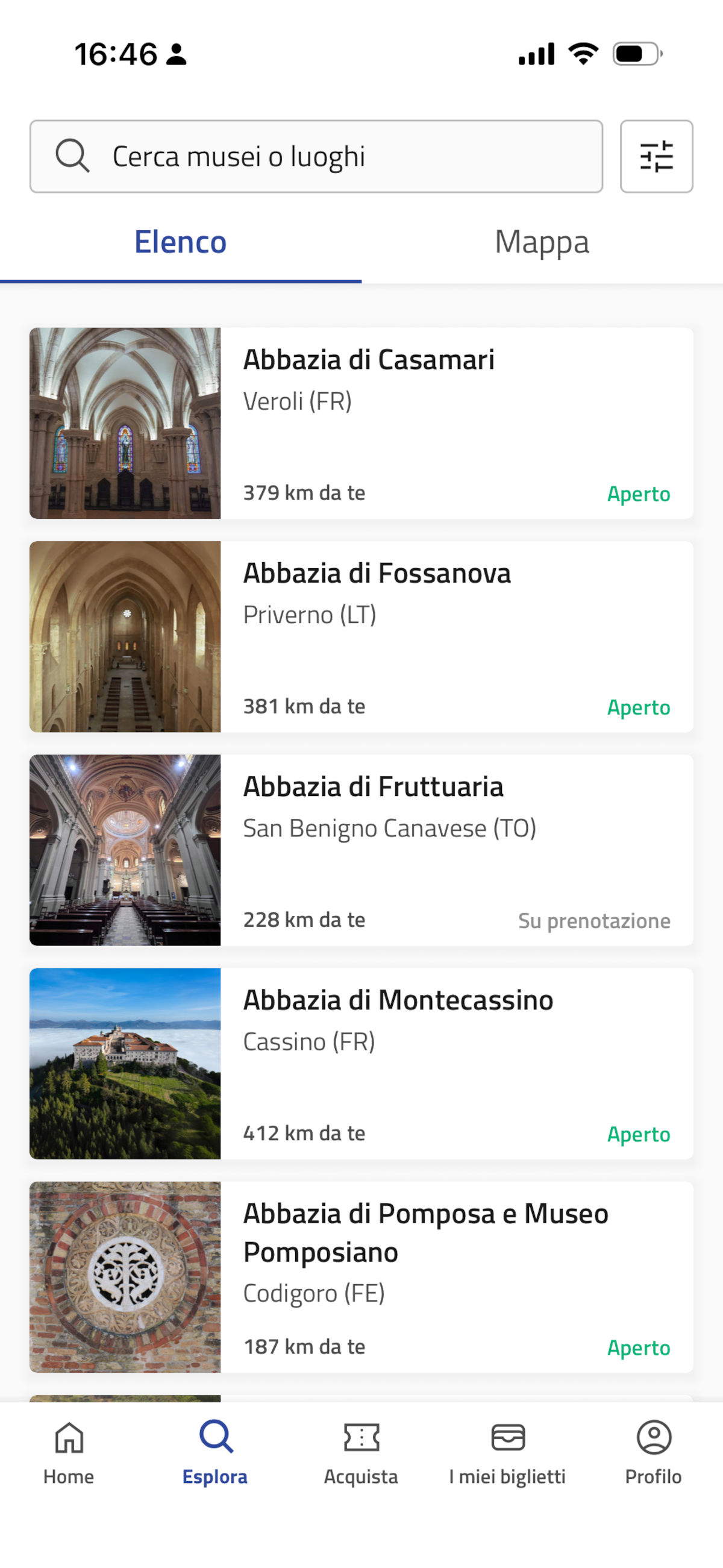 意大利博物馆应用程序屏幕