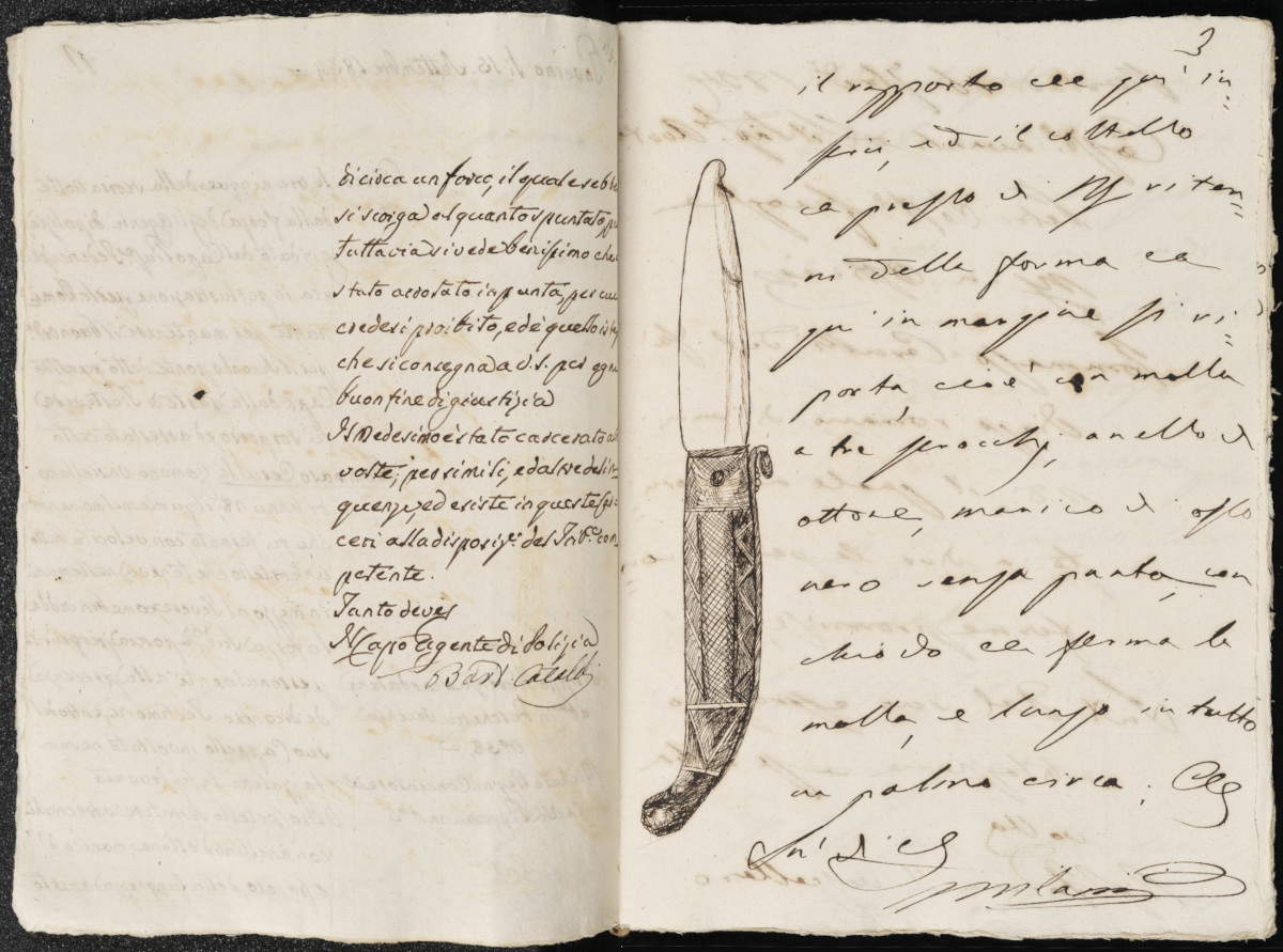 Senate Criminal Court, Envelope 1734, File No. 7, p. 3 recto (1834; Rome, State Archives)