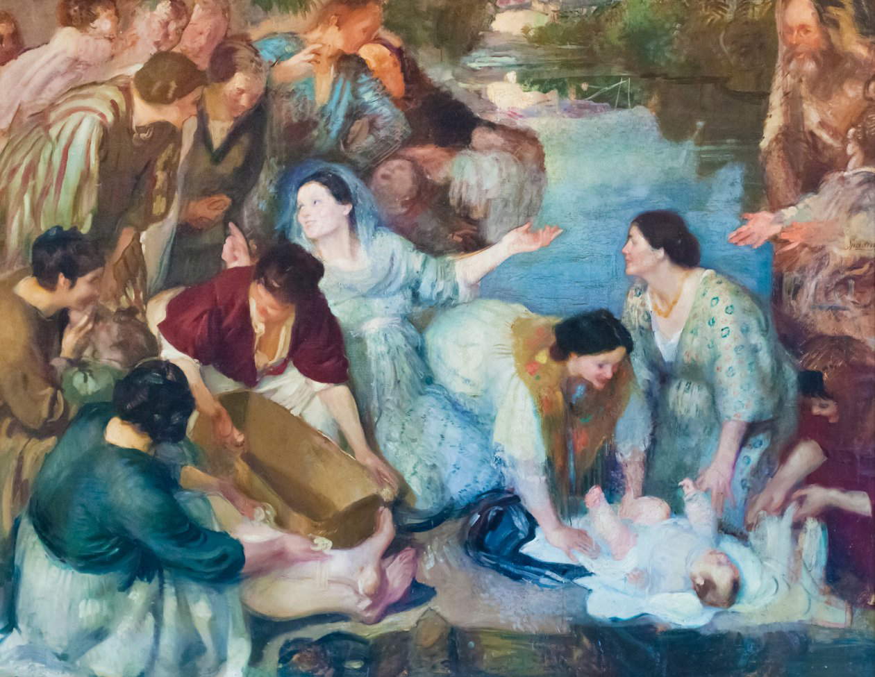 Armando Spadini, Moses Saved from the Waters (1912; oil on canvas, 194 &times; 250 cm; Vatican City, Vatican Museums)