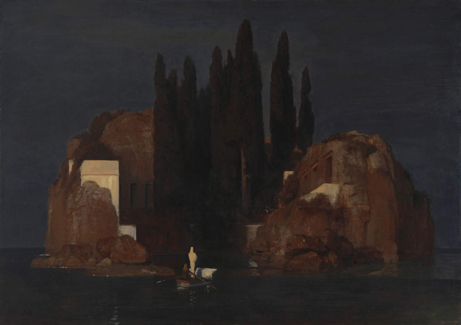 Arnold B&ouml;cklin, L'isola dei morti (prima versione) (Basilea, Kunstmuseum Basel, deposito della Fondazione Gottfried Keller, Ufficio federale della cultura, Berna. Foto: Max Ehrengruber