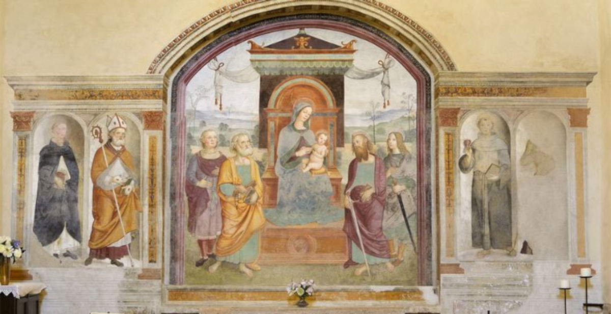 Asciano (Siena), Untersuchung des Freskos Sant'Ippolito und Verbindungen zum frühen Umfeld Raffaels