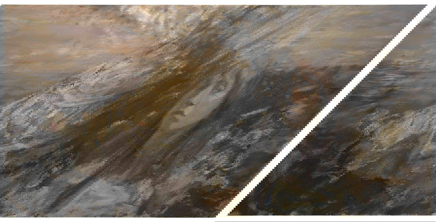 Augusto Gadea, In der kommenden Furche (2025; Tempera und Öl auf Tafel, 61,5 x 121,5 cm)