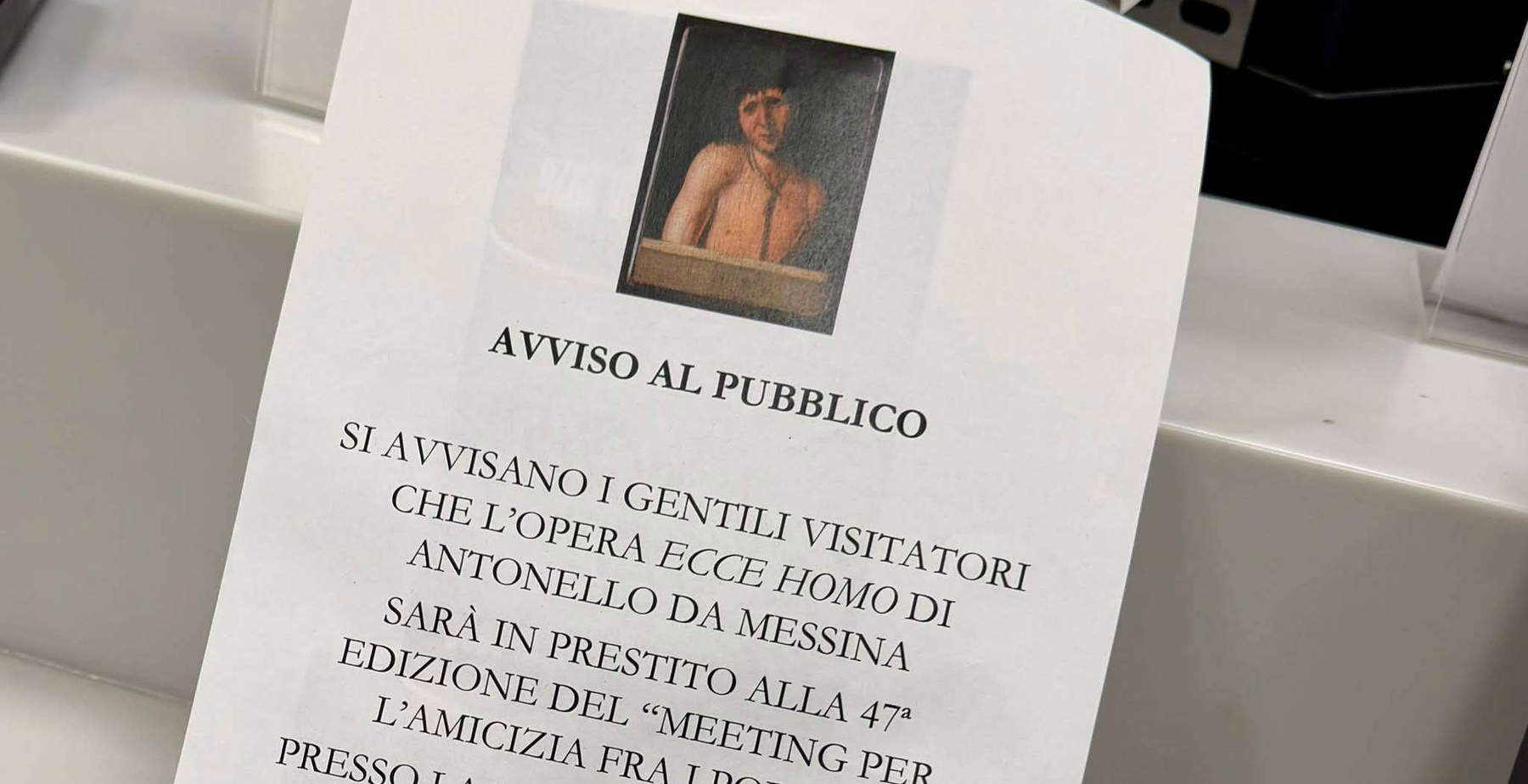 L'« Ecce Homo » d'Antonello da Messina, acquis par l'État, a été prêté au Meeting de CL