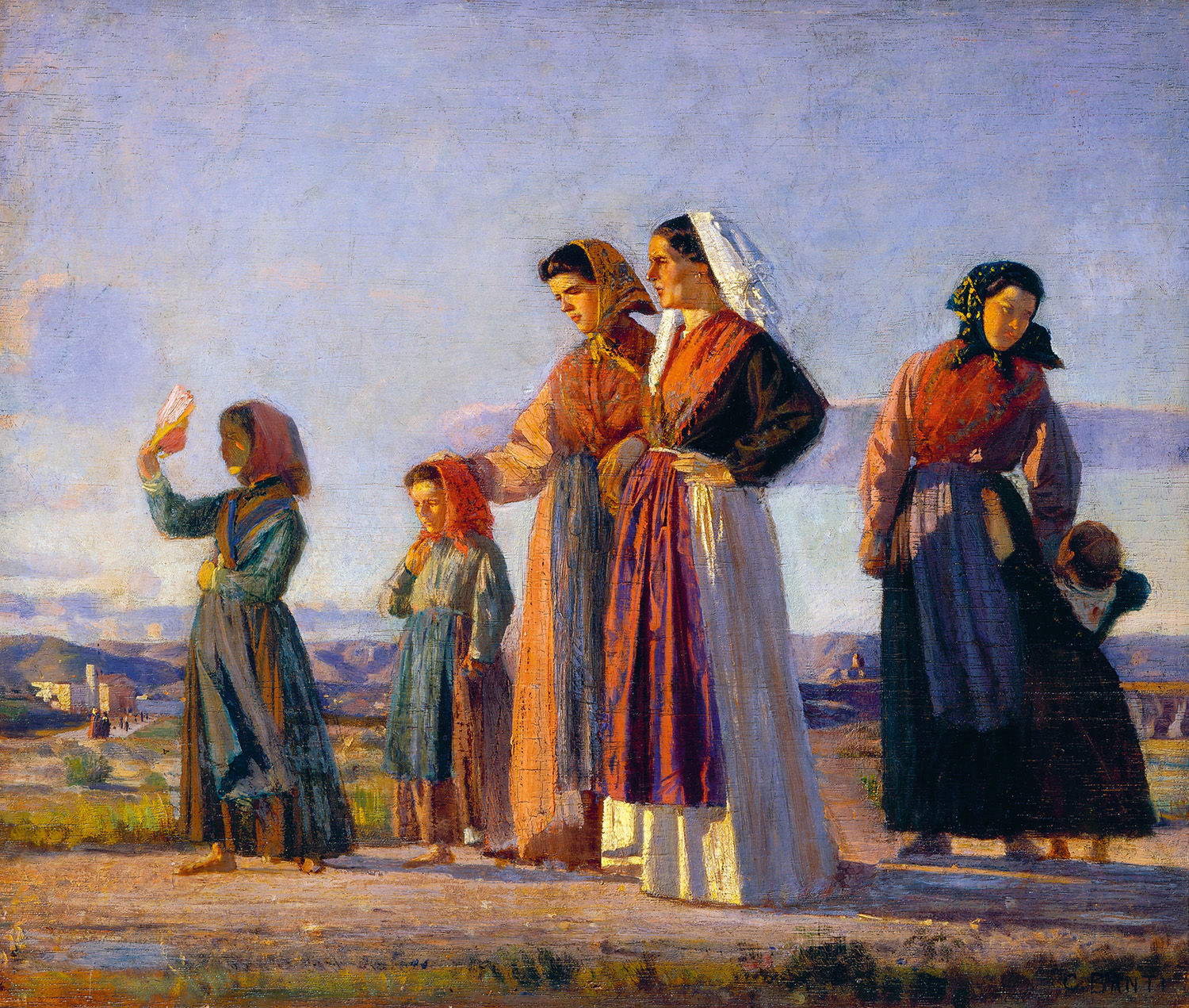 Cristiano Banti, El regreso de misa (ca. 1865; óleo sobre tabla, 38 x 45 cm; Colección particular)