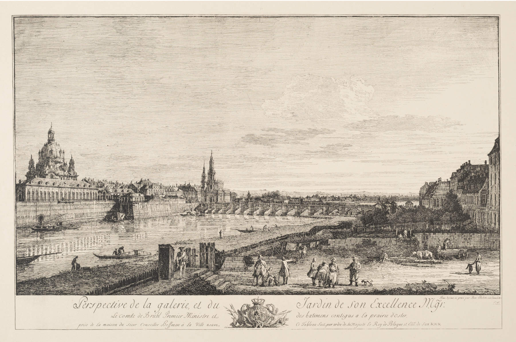 Vistas de Dresde de mediados del siglo XVIII, basadas en los grabados del pintor de la corte Bernardo Bellotto, conocido como Canaletto, y mapa de Dresde y sus alrededores, de alrededor de 1750. &copy; Landesamt f&uuml;r Denkmalpflege Sachsen. Foto: Sven Pank (Organismo regional para la conservación del patrimonio cultural de Sajonia)