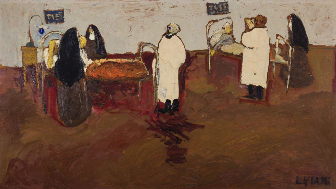 Lorenzo Viani, *Clinica* (oil on plywood; 100 x 180 cm). 800/900 ARTSTUDIO