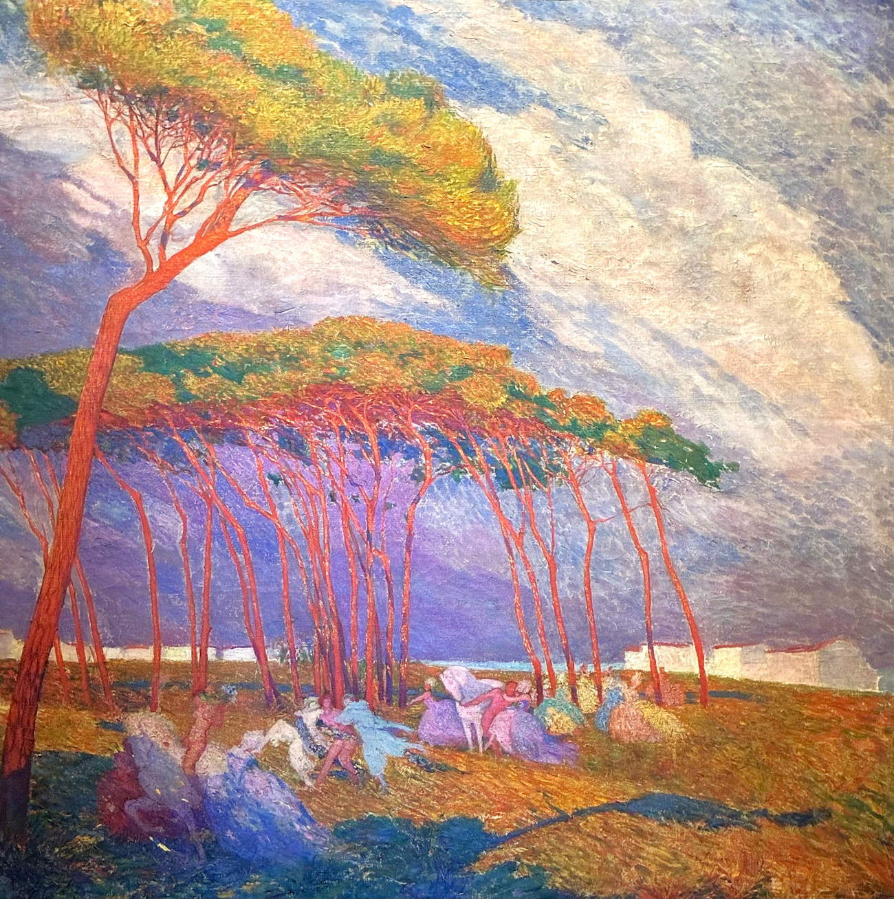 Umberto Brunelleschi, *La Fête de Soleil* (oil on canvas, 125 x 125 cm; signed “Brunelleschi” in the lower left corner, countersigned and titled on the stretcher: “Brunelleschi 41 rue Monge Paris Fête de Soleil”). PAOLO ANTONACCI