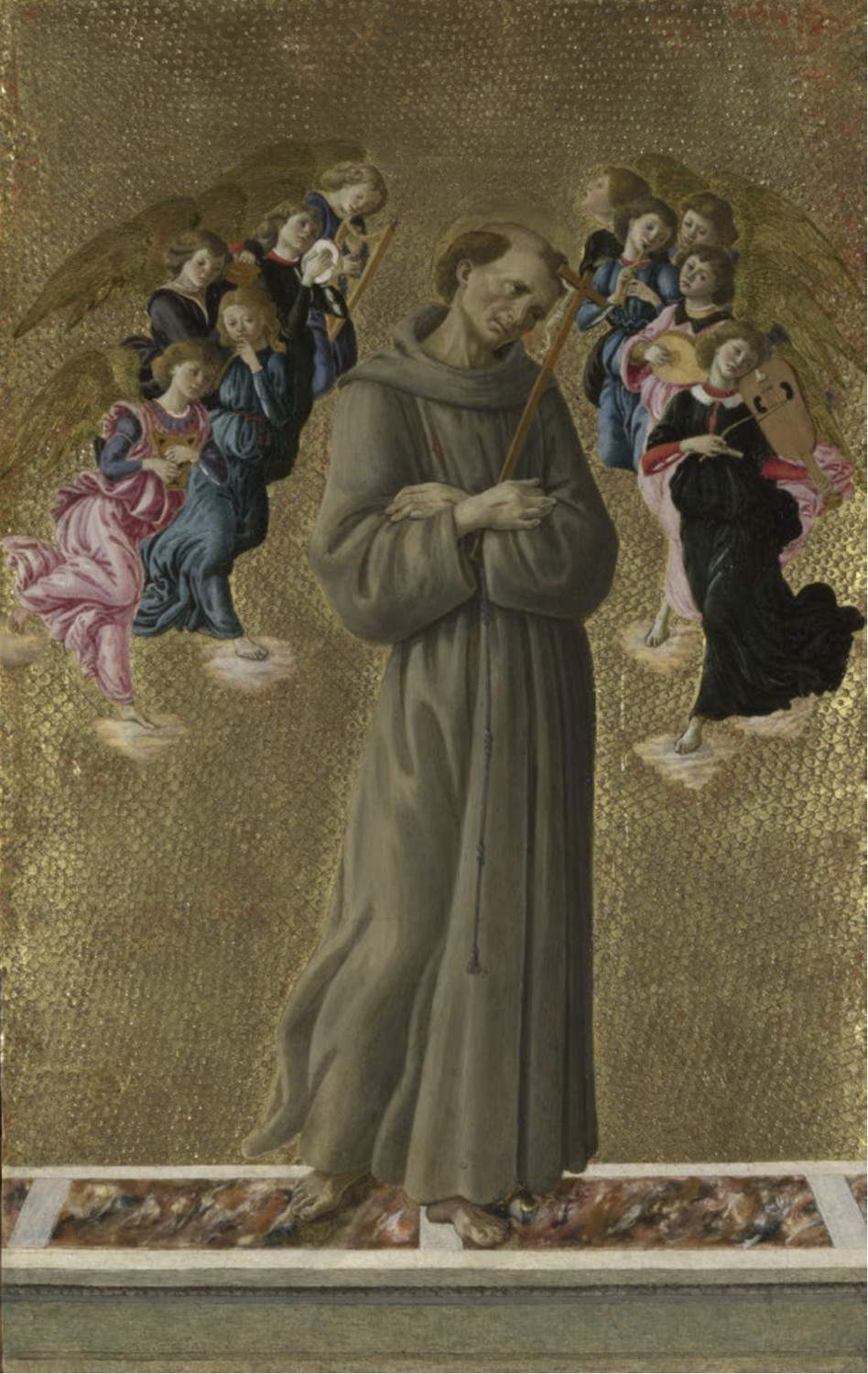 Sandro Botticelli, Der heilige Franziskus mit Engeln (1475–1480; Tempera und Öl auf Holz; London, National Gallery)