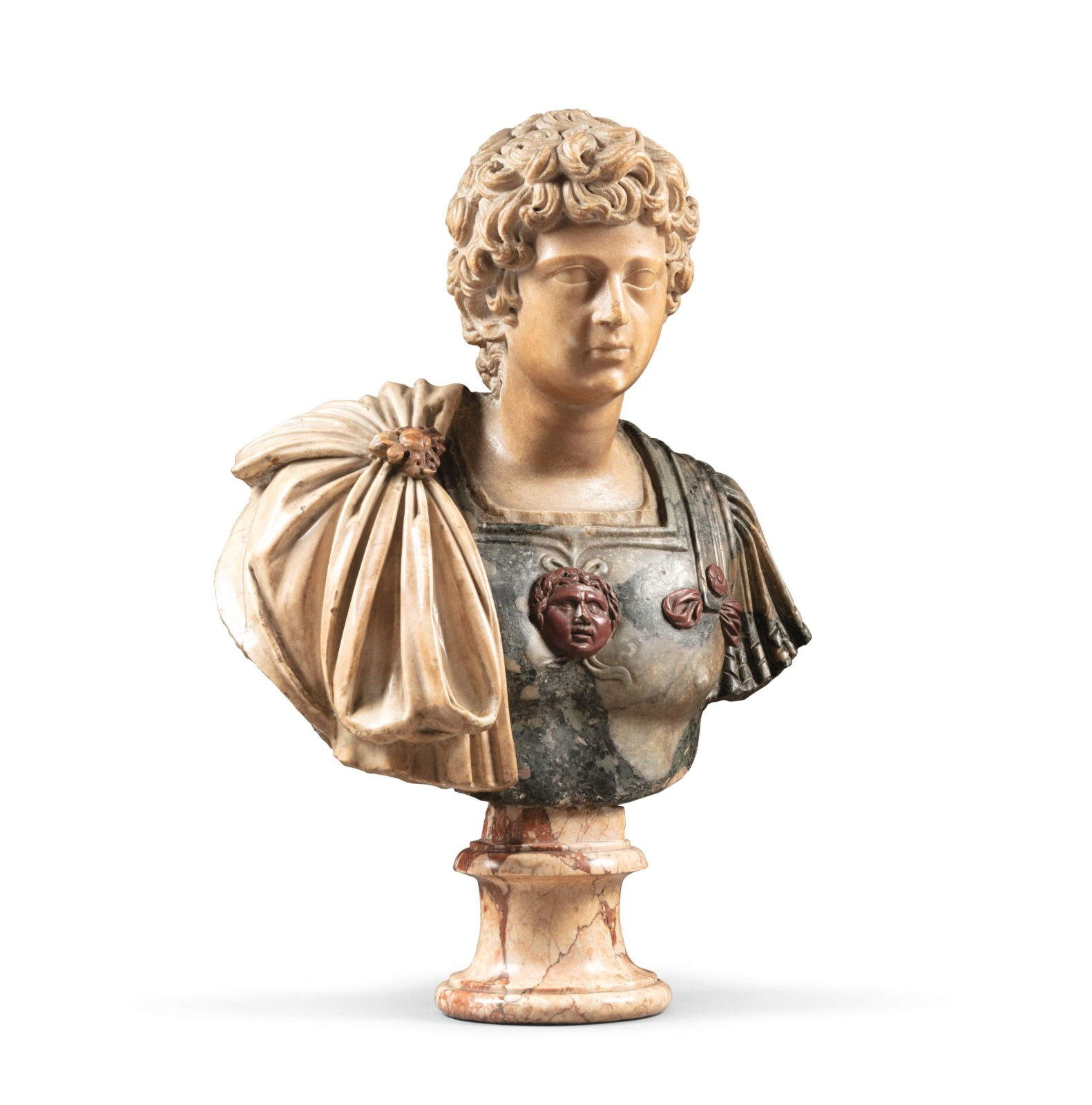 alone Raritas Brun Fine Art. Busto italiano in marmo Principe Antonino Roma (XVII secolo)