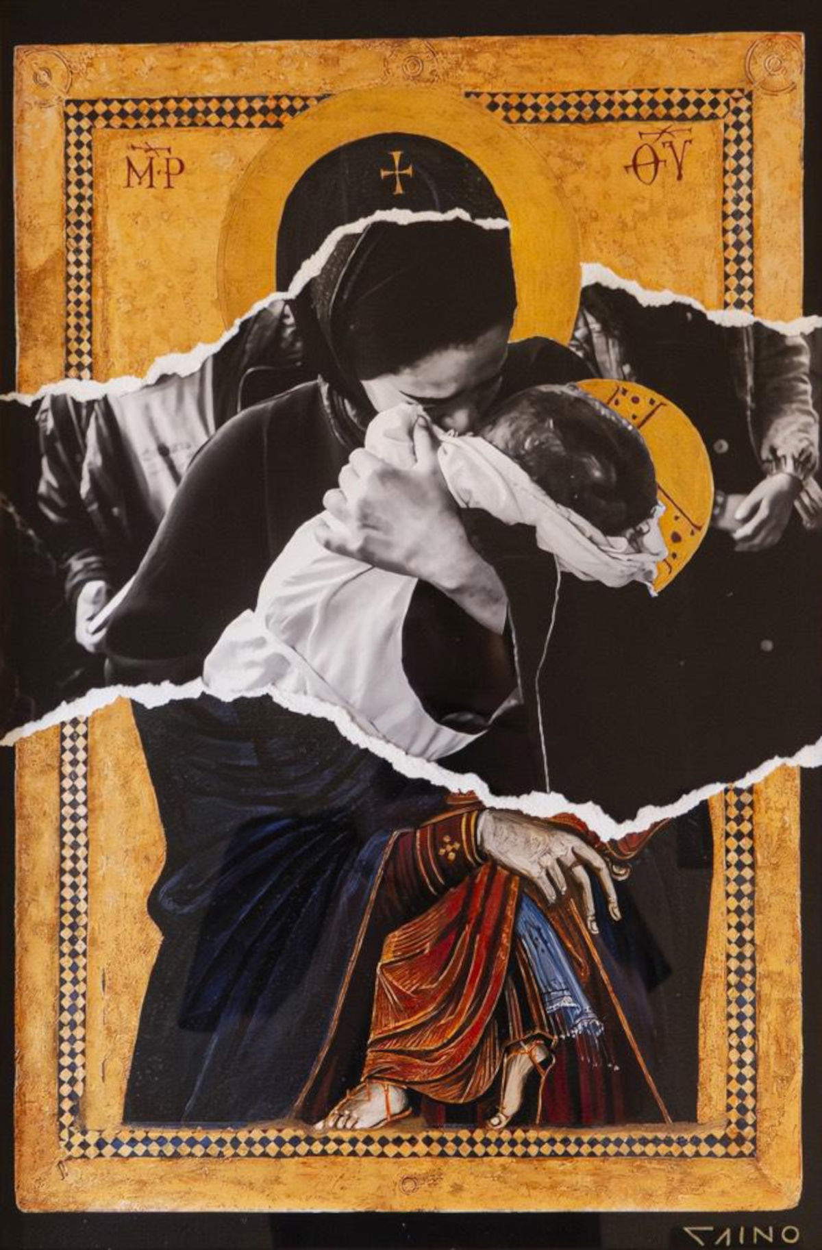 Cain, SALUS POPULI GAZAWI (2025; d&eacute;collage on Fine Art print, 40&times;60 cm) Photo: Cain