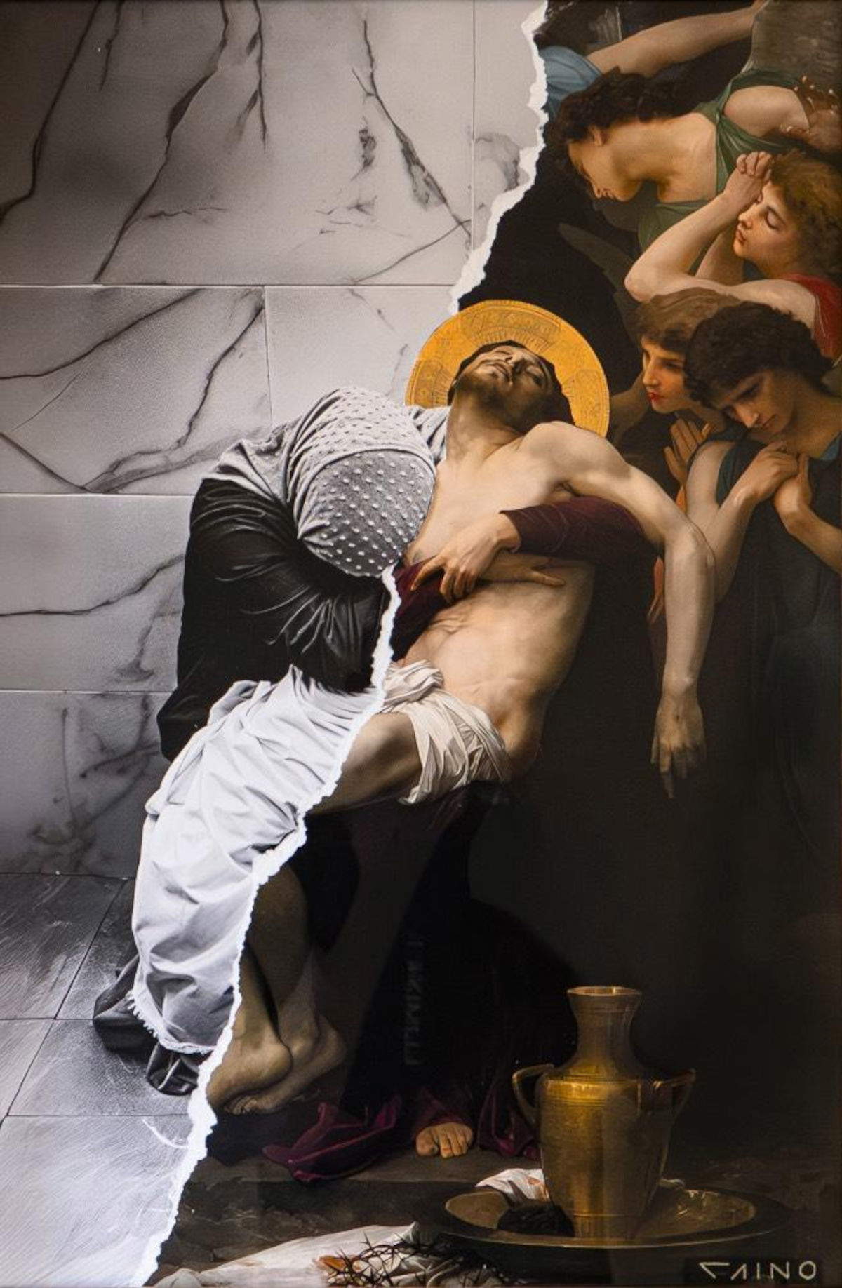 Cain, STABAT MATER (2025; d&eacute;collage on Fine Art print, 40&times;60 cm) Photo: Cain