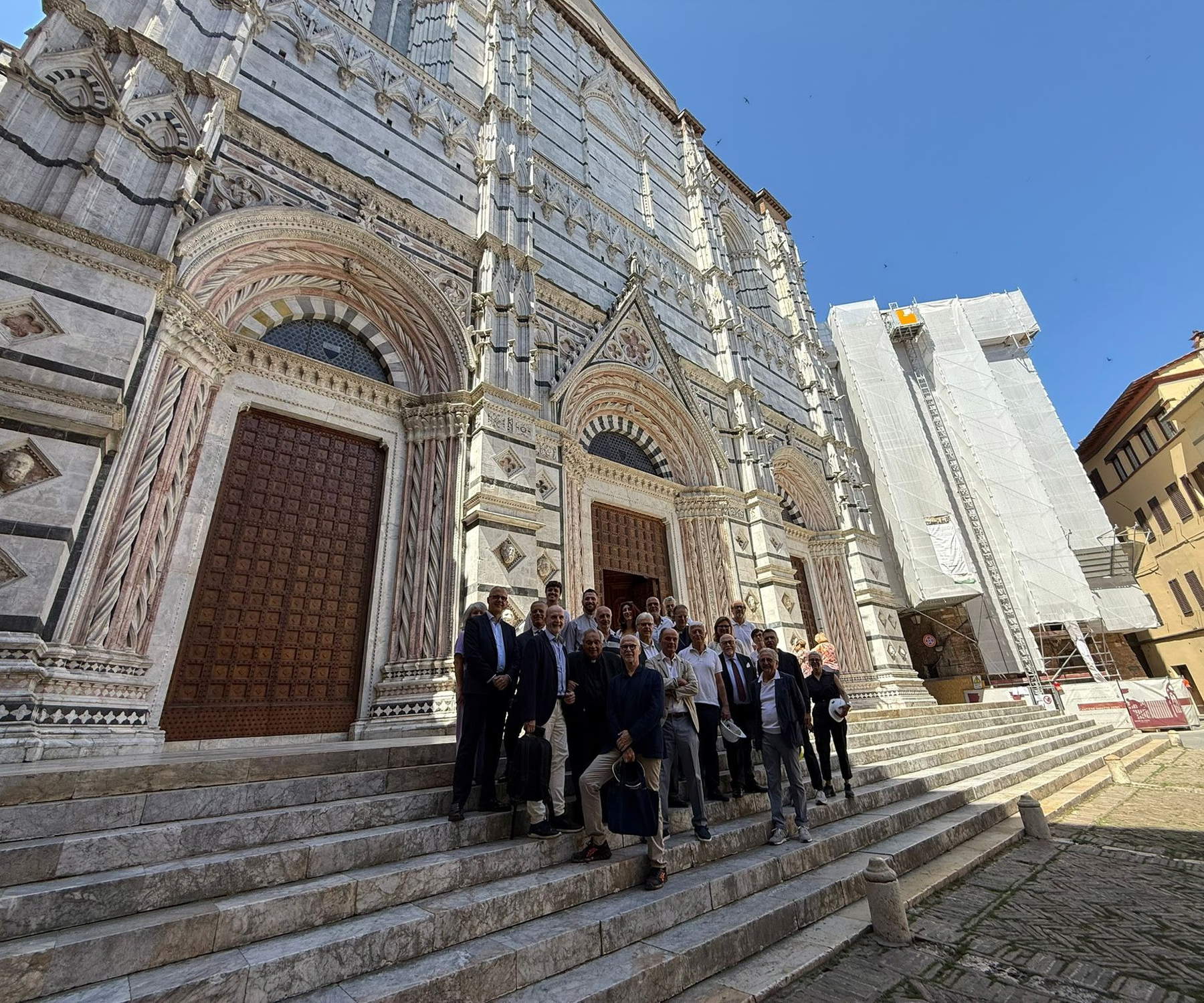 The restoration site of the Oratory of Saints Giovannino and Gennaro and the adjacent areas, with a delegation of municipal, civic, and religious institutions