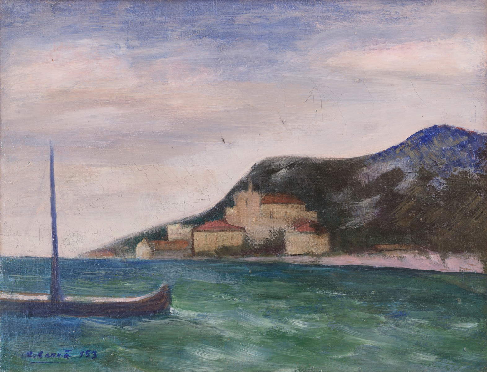 Carlo Carr&agrave;, Marina (1953; óleo sobre lienzo, 40 x 50 cm)