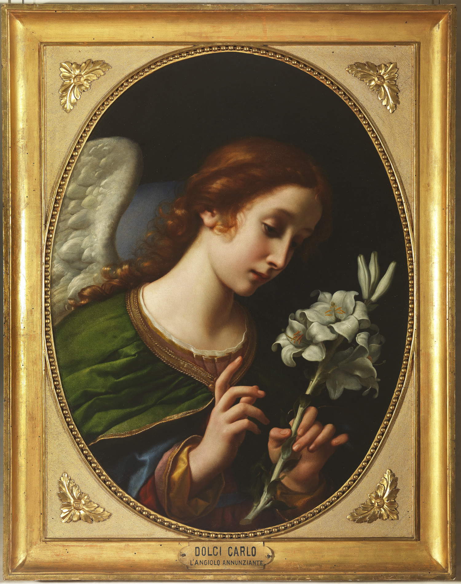 Carlo Dolci, Angelo Annunziante (c. 1650; óleo sobre lienzo, 71 x 53 cm; Florencia, Galería de los Uffizi)