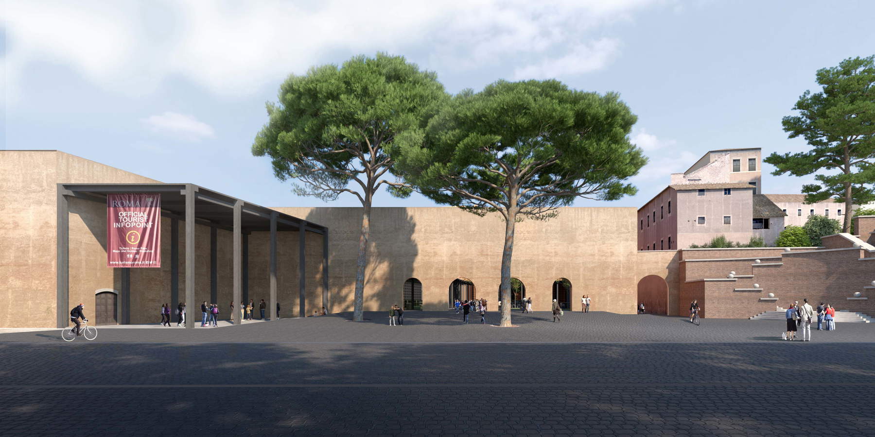 Visualización de la Loggia Infopoint de la Via dei Fori Imperiali (Estudio Labics)